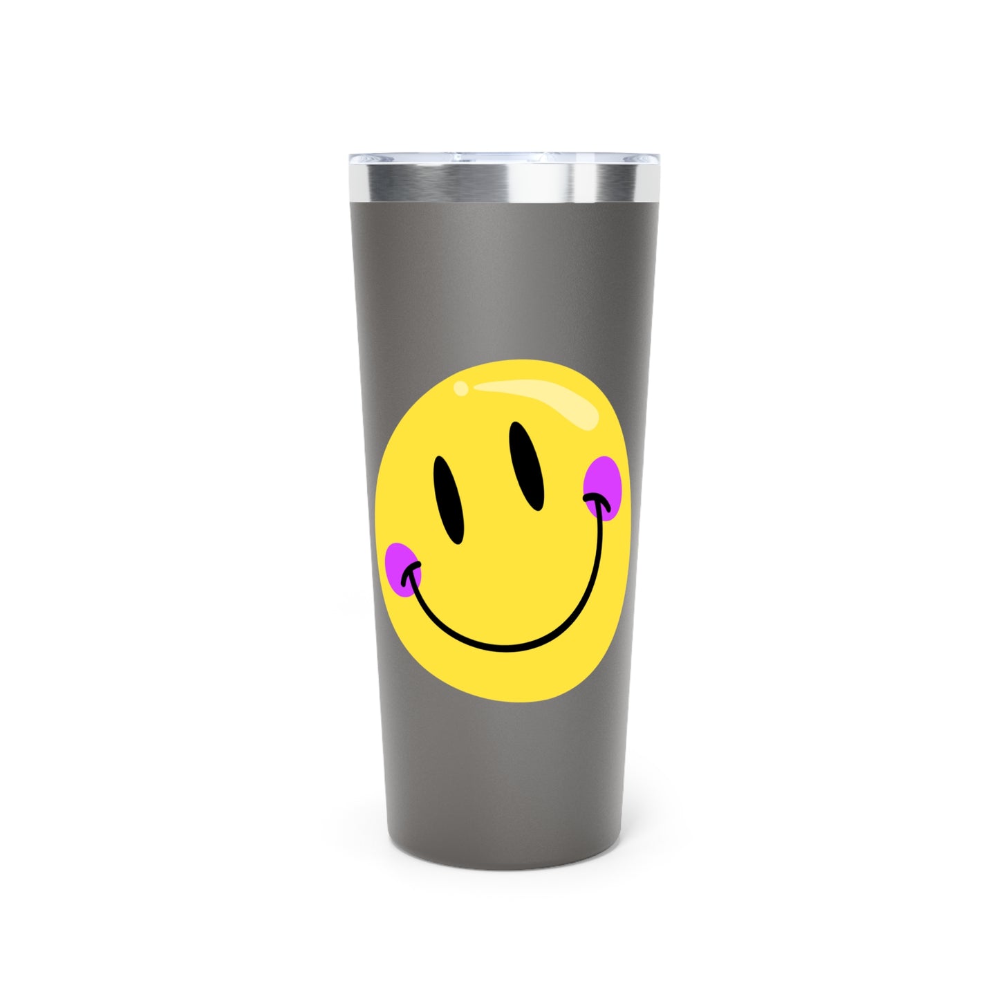 Crooked Smiley // Copper Vacuum Insulated Tumbler, 22oz - Blue Text