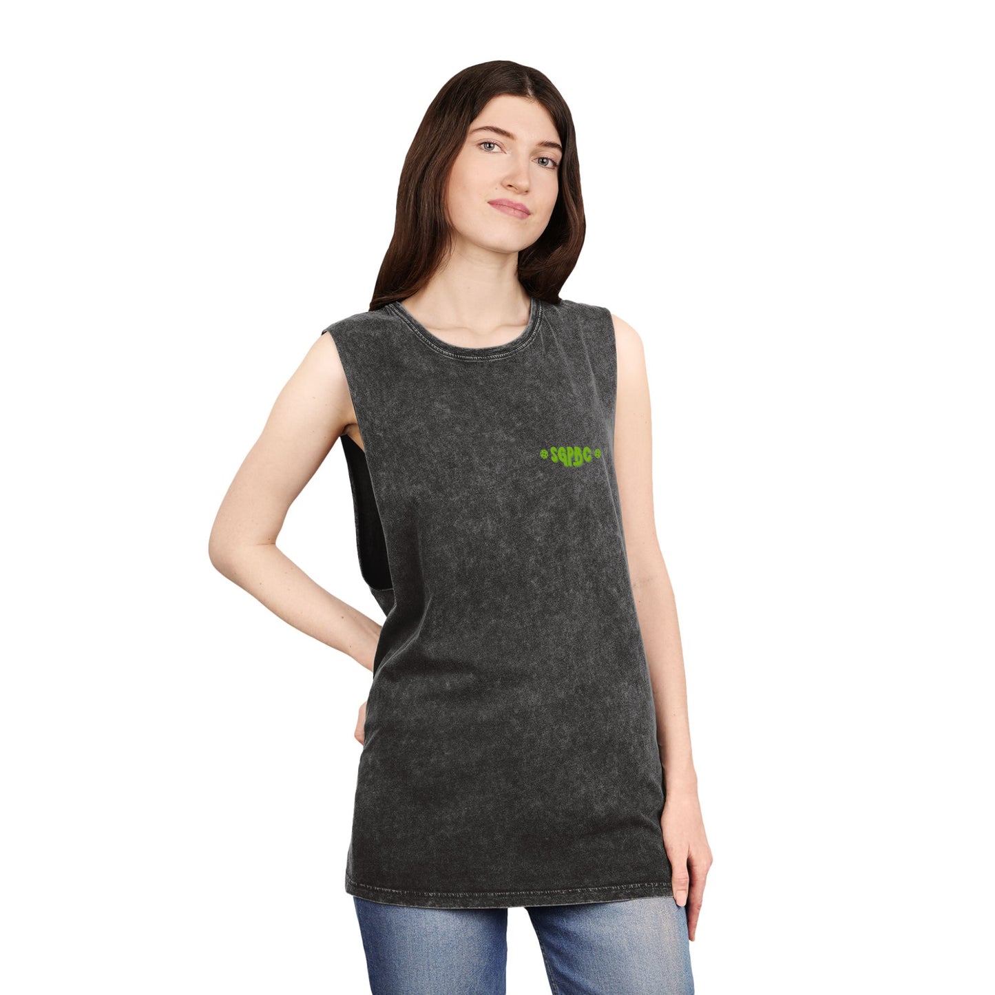 SGPBC Green // Custom Unisex Stonewash Tank Top