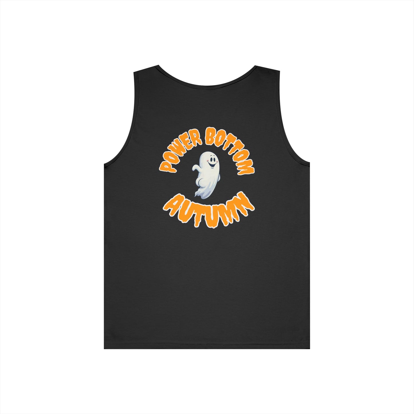 Power Bottom Autumn - White Ghost // Unisex Heavy Cotton Ghost Theme Tank Top - Fall Vibes