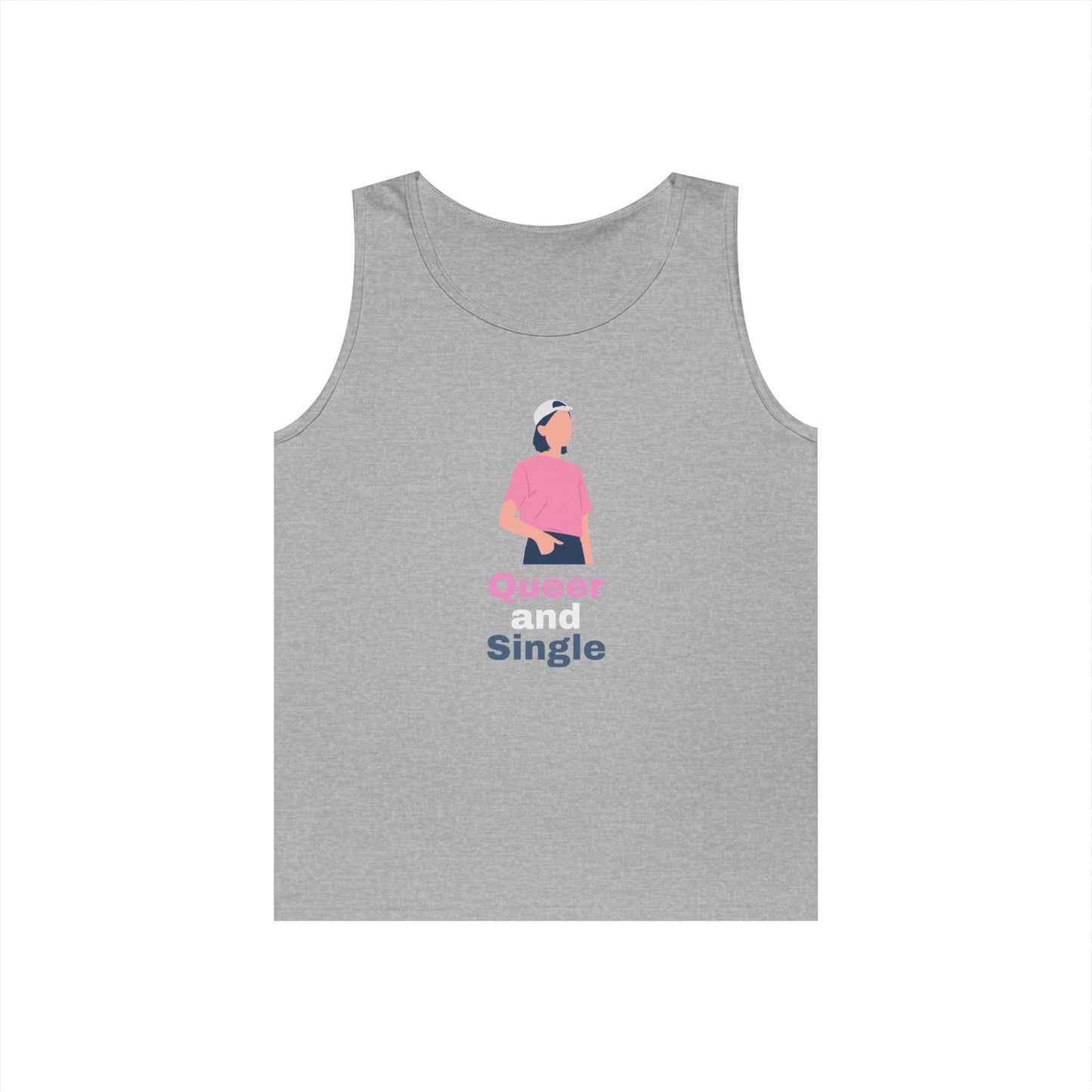 Queer and Single // Unisex Heavy Cotton Tank Top