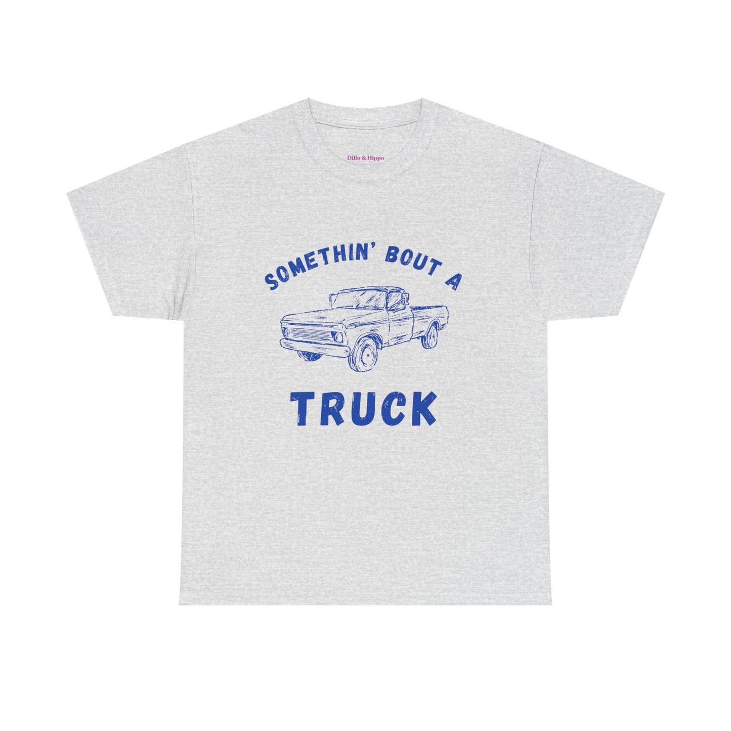 Somethin' Bout A Truck - Cobalt Distressed // Vintage Truck Graphic Unisex Heavy Cotton Tee - Perfect for Truck Lovers