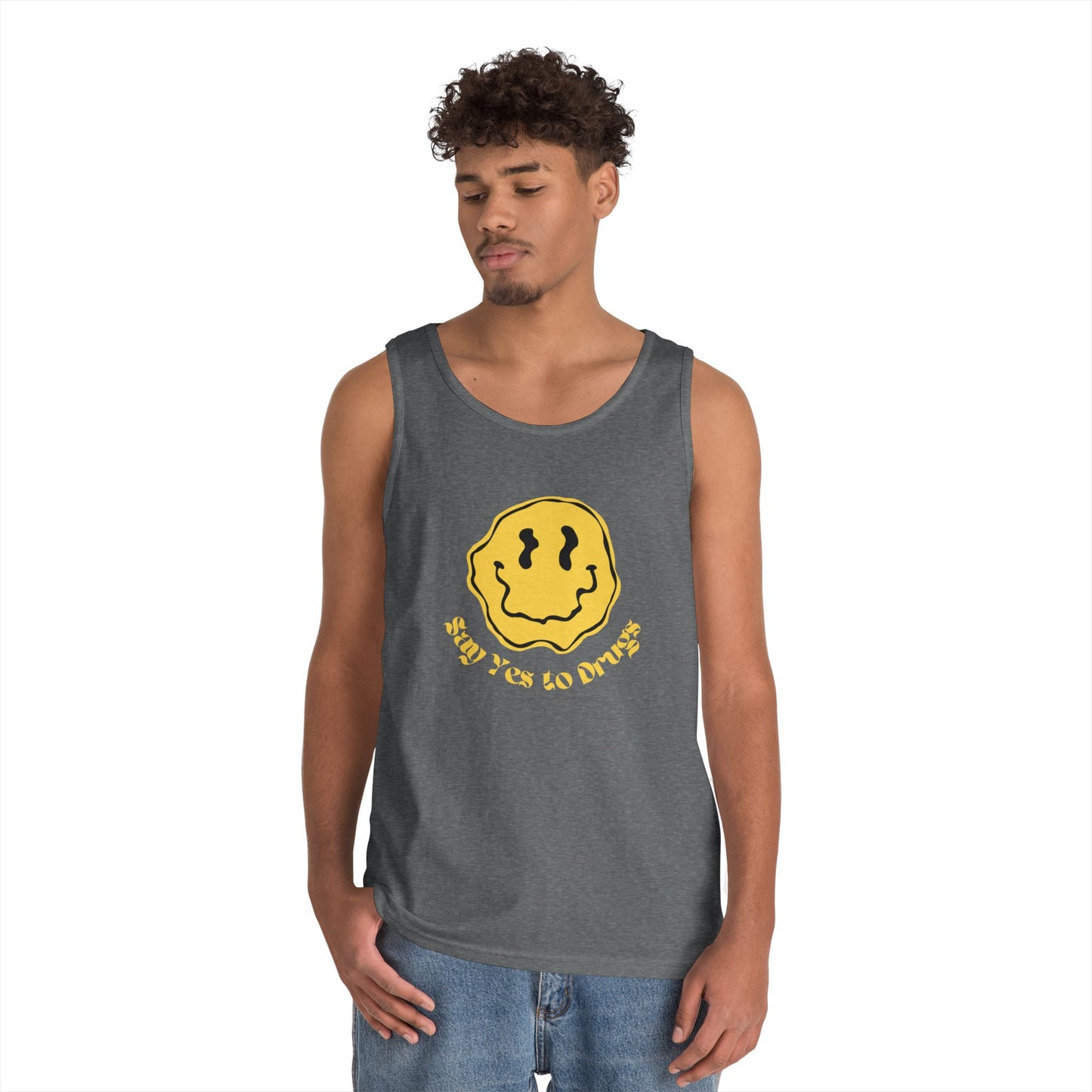 "Say Yes to Drugs" Smiley Graphic // Unisex Heavy Cotton Tank Top