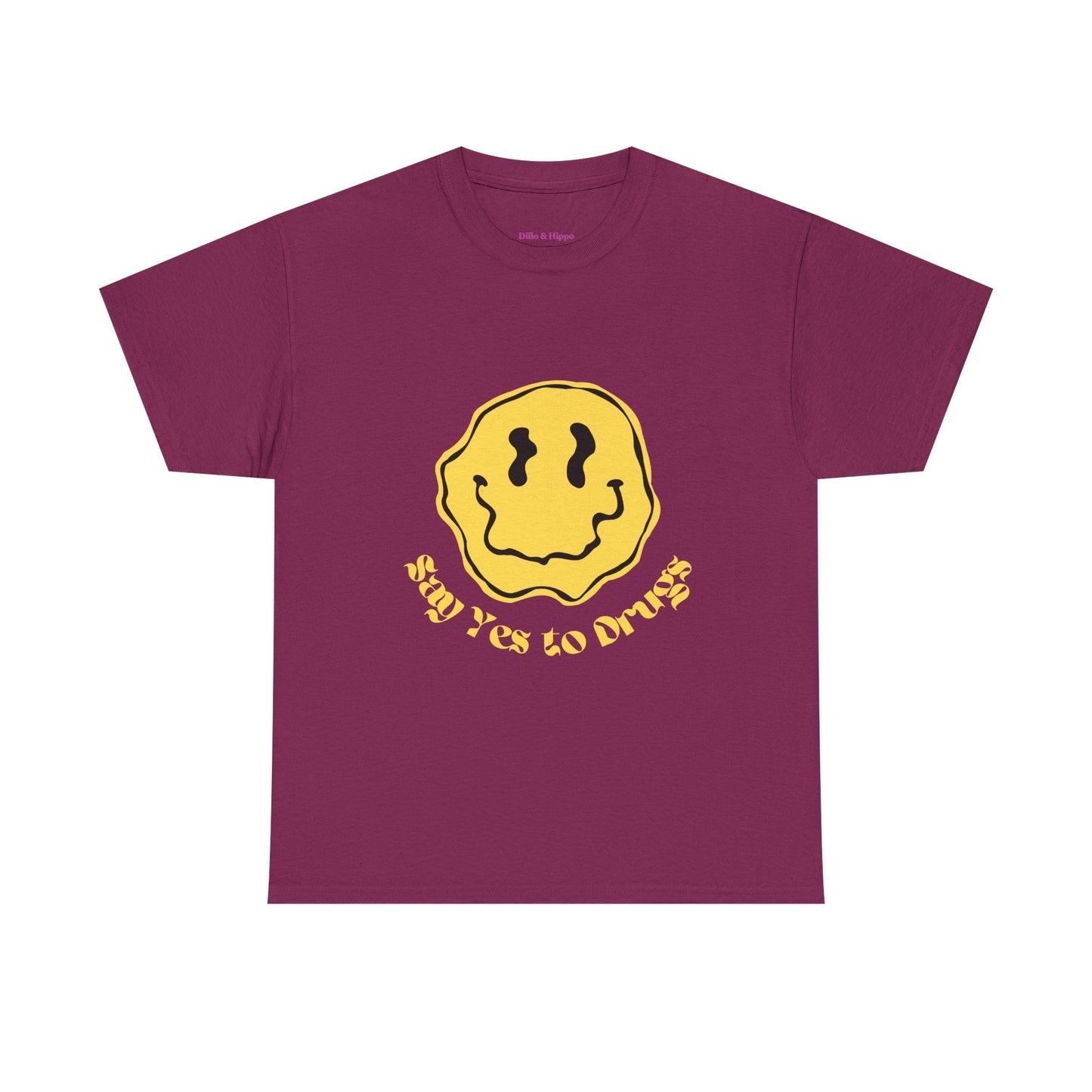 Say Yes to Drugs // Unisex Heavy Cotton Tee - Happy Smiley Face Graphic T-Shirt