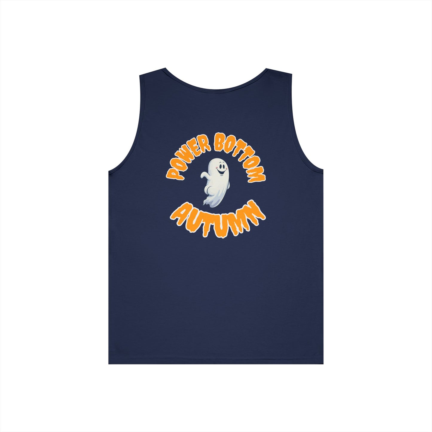 Power Bottom Autumn - White Ghost // Unisex Heavy Cotton Ghost Theme Tank Top - Fall Vibes