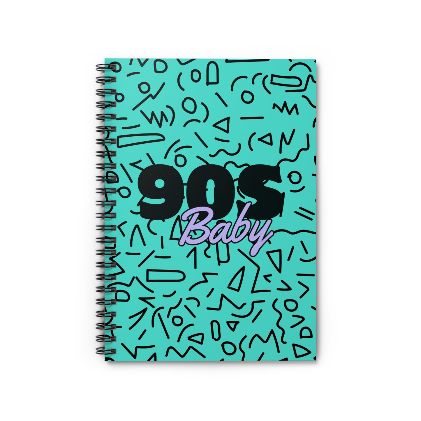 Turquoise Patterned 90s Baby // Spiral Notebook - Ruled Line