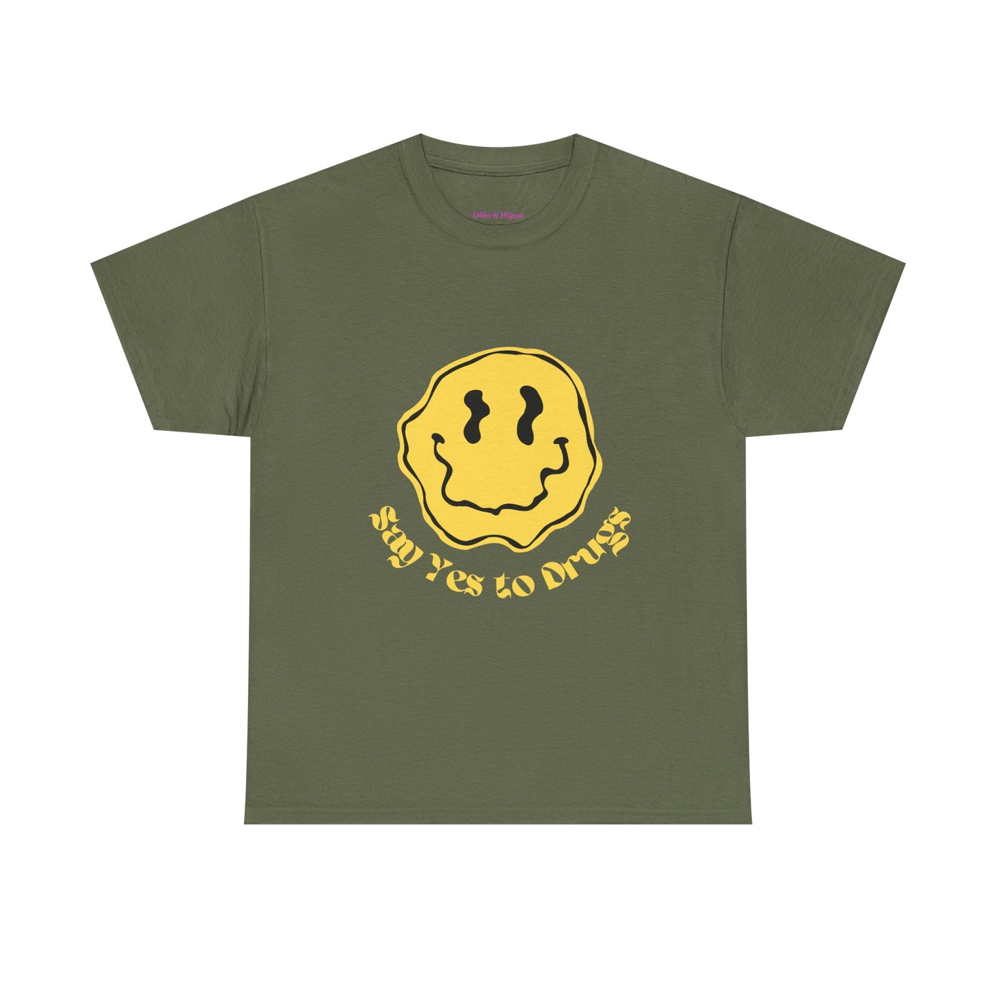 Say Yes to Drugs // Unisex Heavy Cotton Tee - Happy Smiley Face Graphic T-Shirt