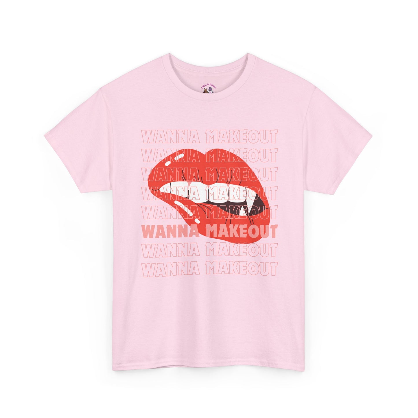 Unisex Heavy Cotton Tee - 'Wanna Makeout' Graphic Tee, Trendy Casual Wear, Perfect for Parties, Fun Couple's Tee
