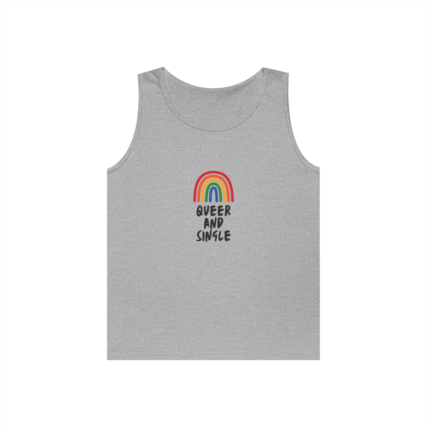 Queer and Single Rainbow // Unisex Heavy Cotton Tank Top