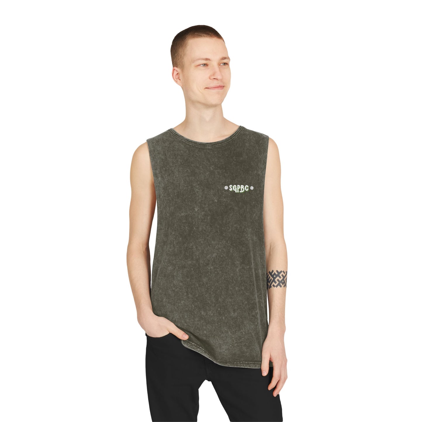 SGPBC White // Custom Unisex Stonewash Tank Top