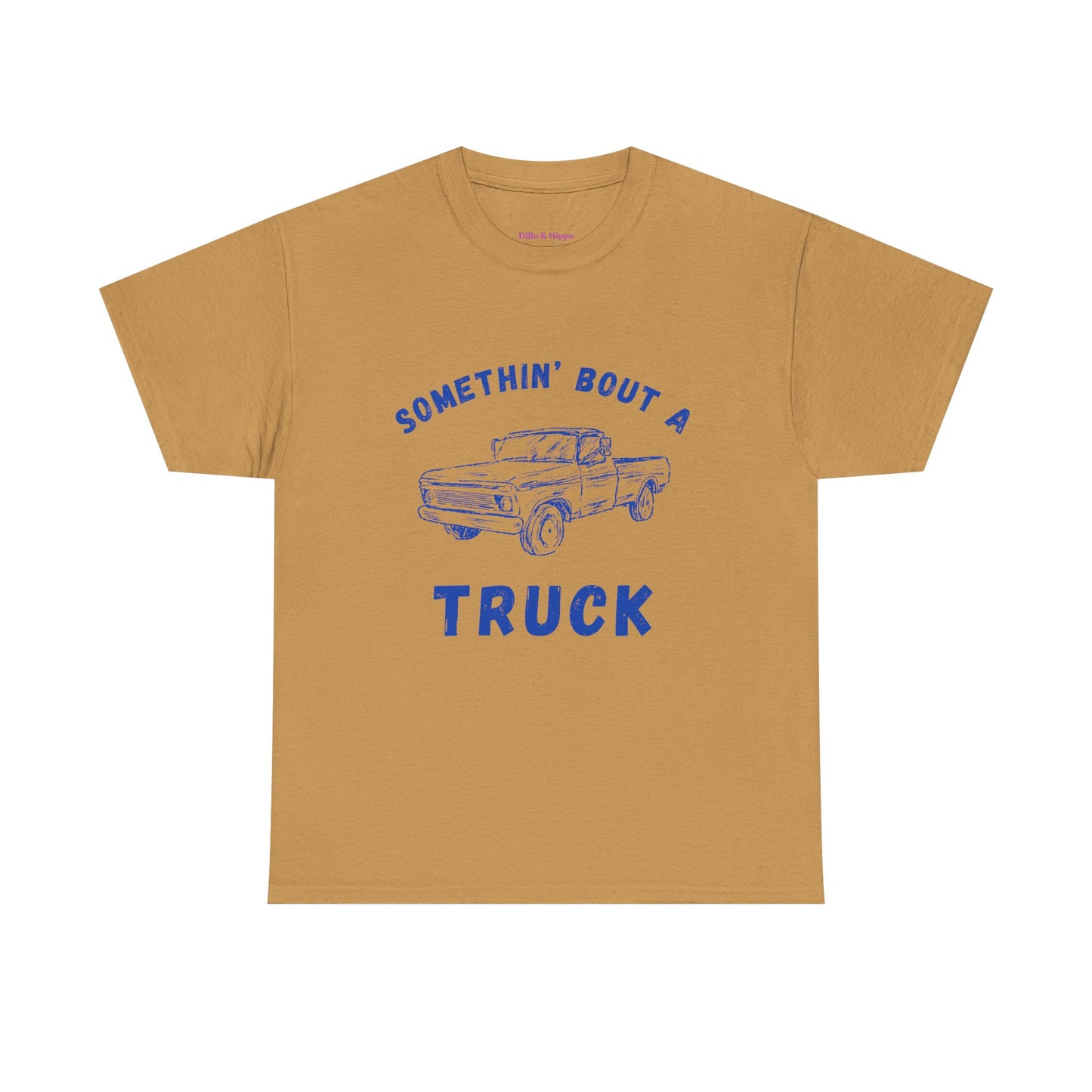 Somethin' Bout A Truck - Cobalt Distressed // Vintage Truck Graphic Unisex Heavy Cotton Tee - Perfect for Truck Lovers