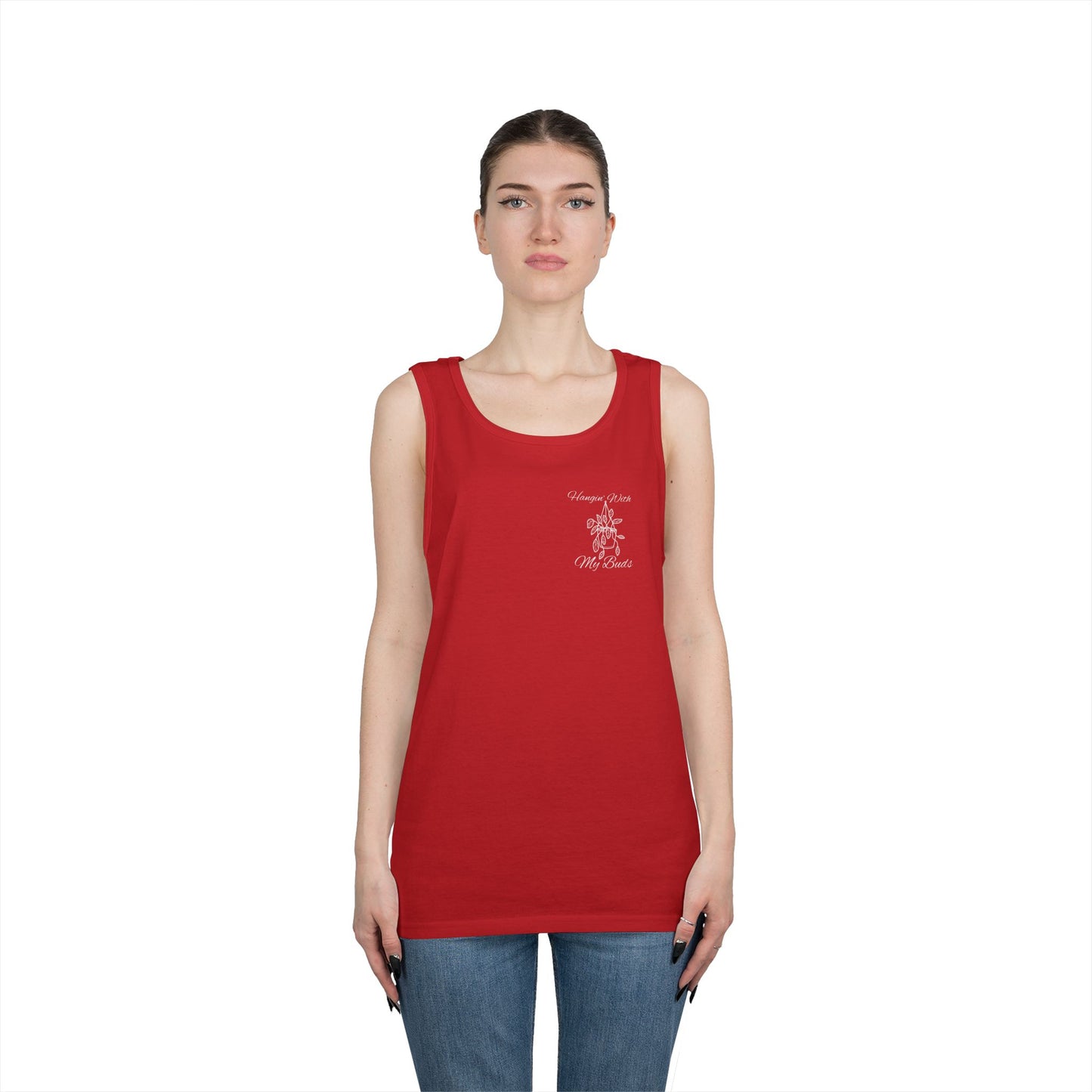 Hangin' With My Buds // Happy Plant Lover Unisex Heavy Cotton Tank Top - Perfect for Gardening Enthusiasts