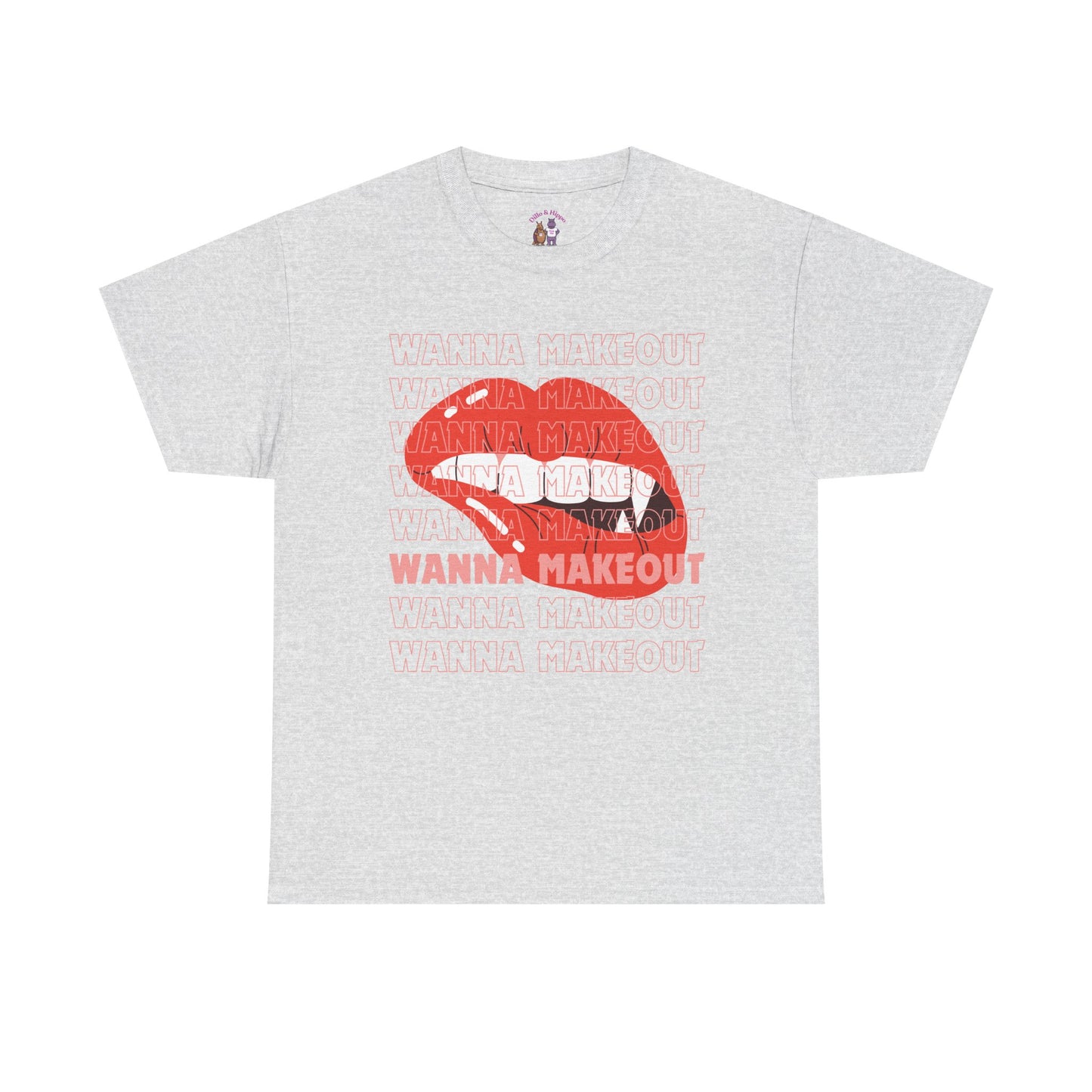 Unisex Heavy Cotton Tee - 'Wanna Makeout' Graphic Tee, Trendy Casual Wear, Perfect for Parties, Fun Couple's Tee