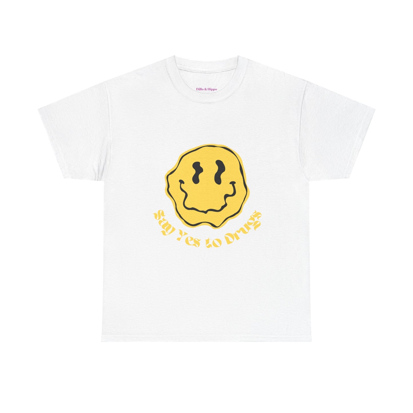 Say Yes to Drugs // Unisex Heavy Cotton Tee - Happy Smiley Face Graphic T-Shirt
