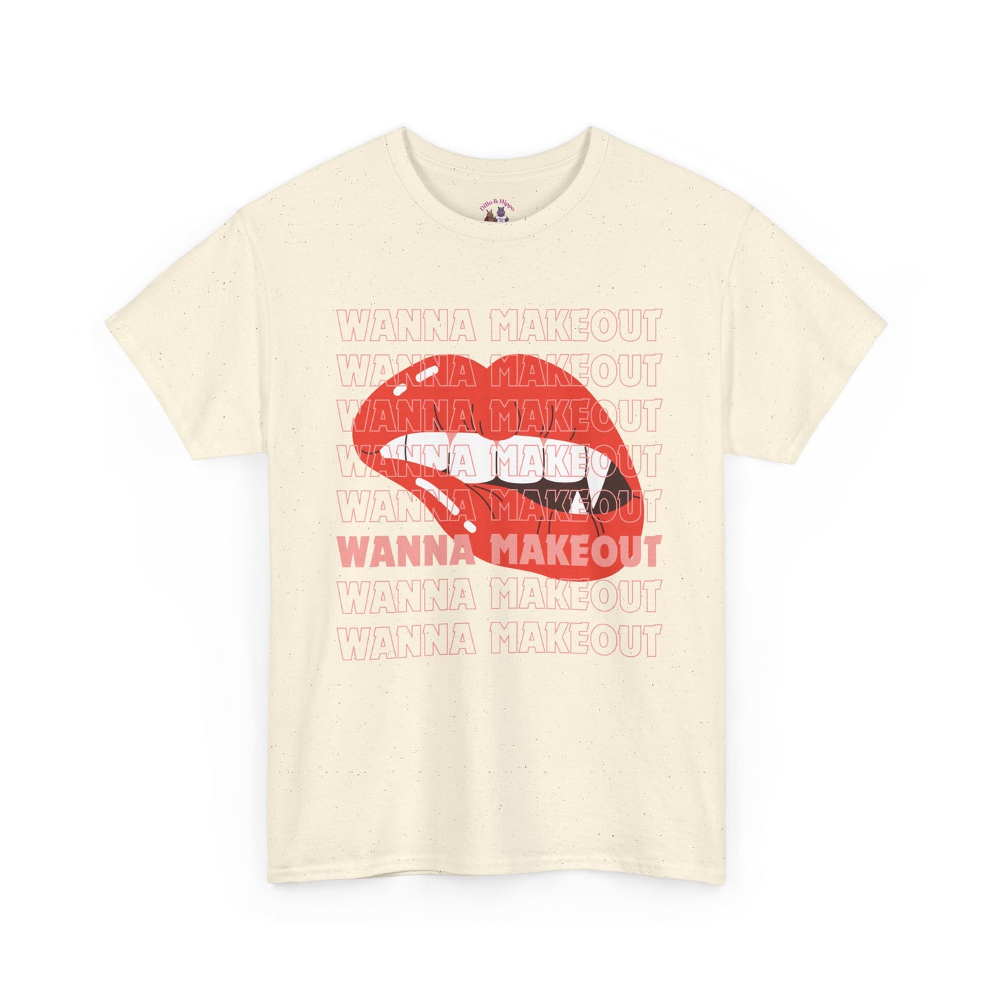 Unisex Heavy Cotton Tee - 'Wanna Makeout' Graphic Tee, Trendy Casual Wear, Perfect for Parties, Fun Couple's Tee