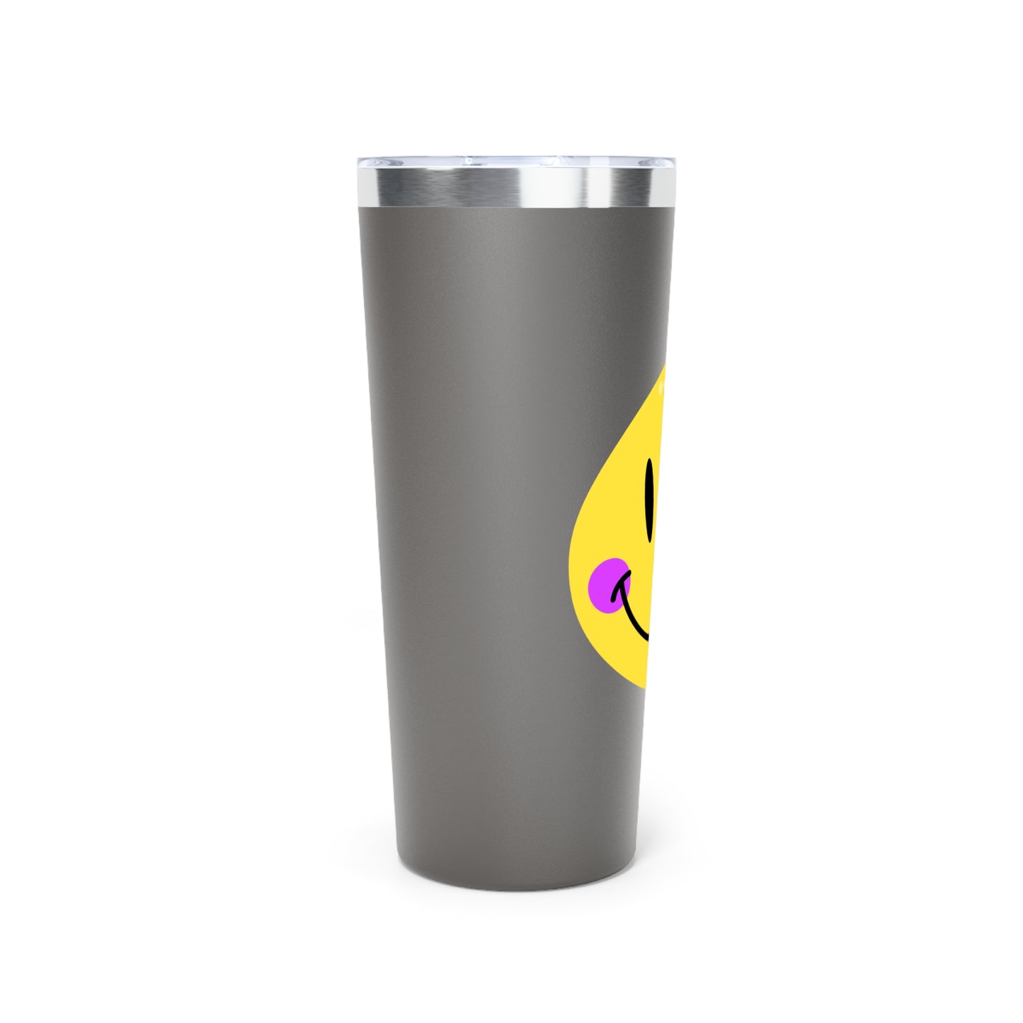 Crooked Smiley // Copper Vacuum Insulated Tumbler, 22oz - Blue Text