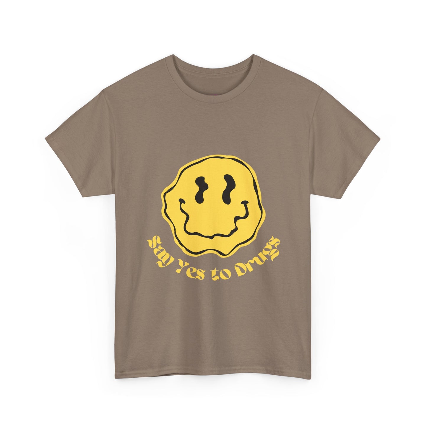 Say Yes to Drugs // Unisex Heavy Cotton Tee - Happy Smiley Face Graphic T-Shirt