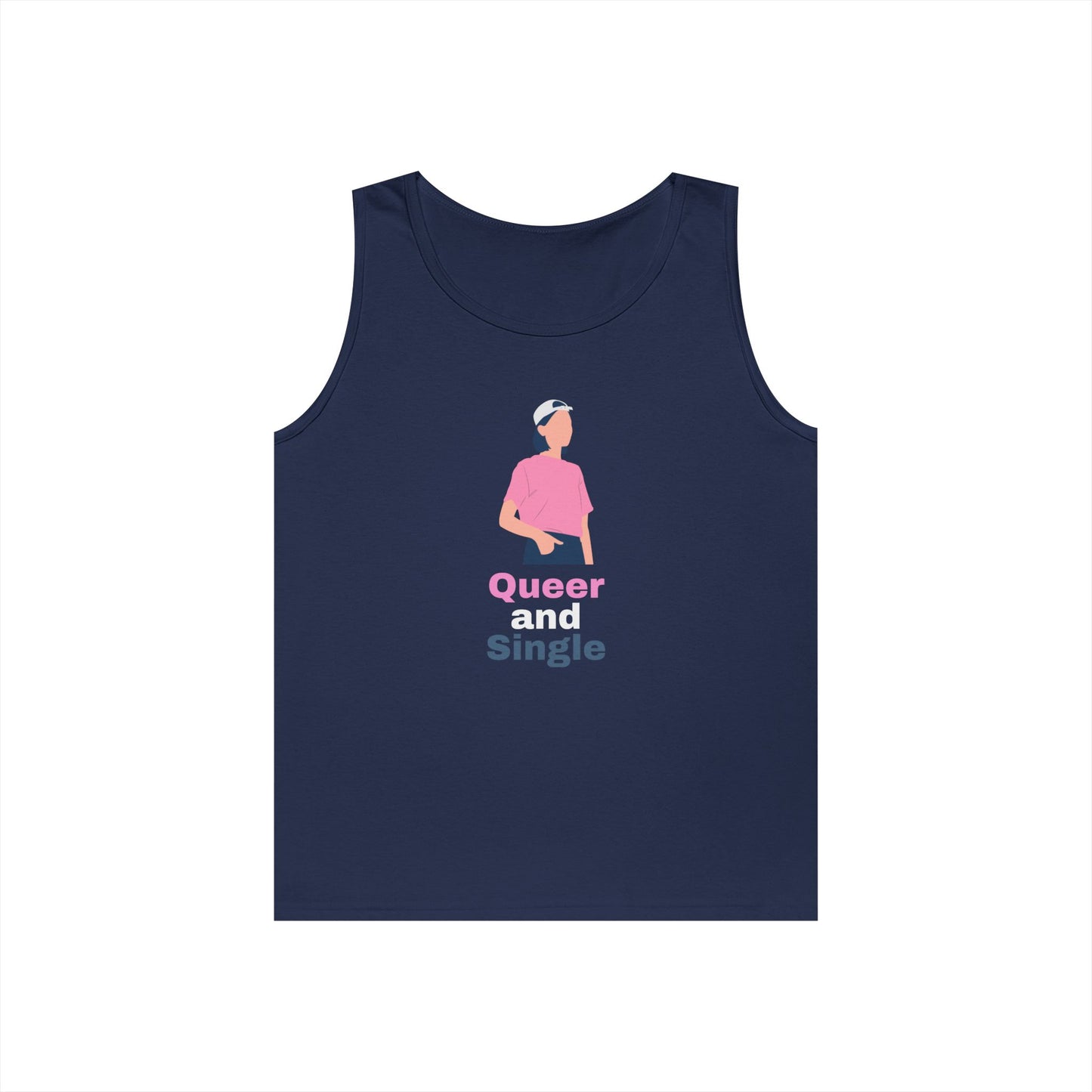 Queer and Single // Unisex Heavy Cotton Tank Top