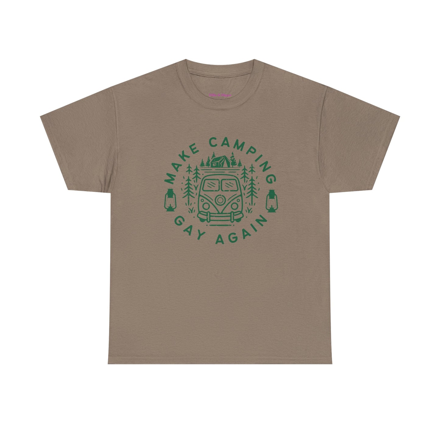Make Camping Gay Again // Unisex Heavy Cotton Tee - Fun Outdoor Pride Shirt