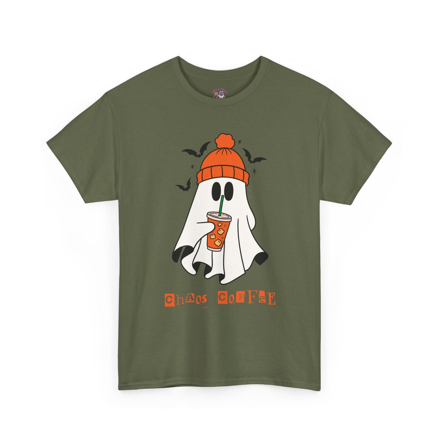 Ghostly Chill Unisex Heavy Cotton Tee, Halloween Shirt, Casual Wear, Fall Fashion, Cute Ghost Tee, Spooky Vibes