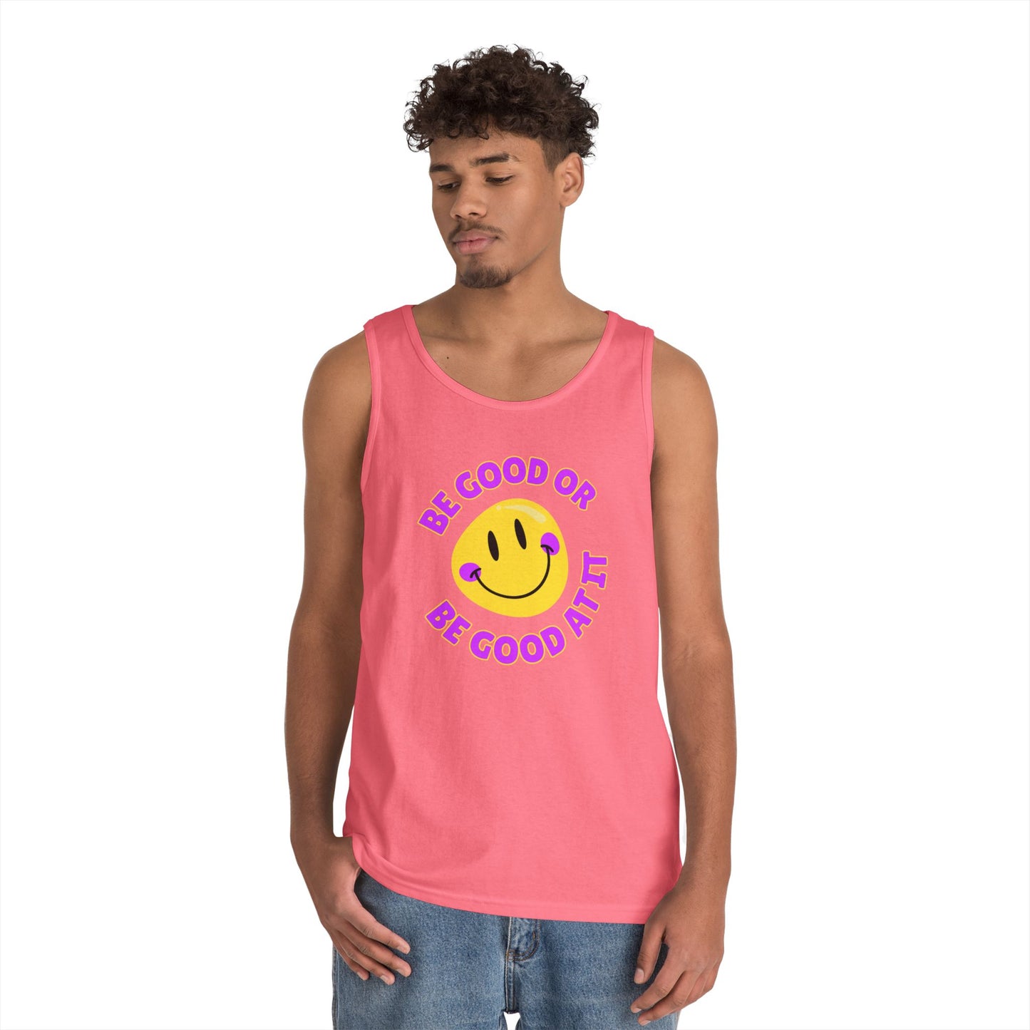 Be Good Or Be Good At It Smiley // Unisex Heavy Cotton Tank Top