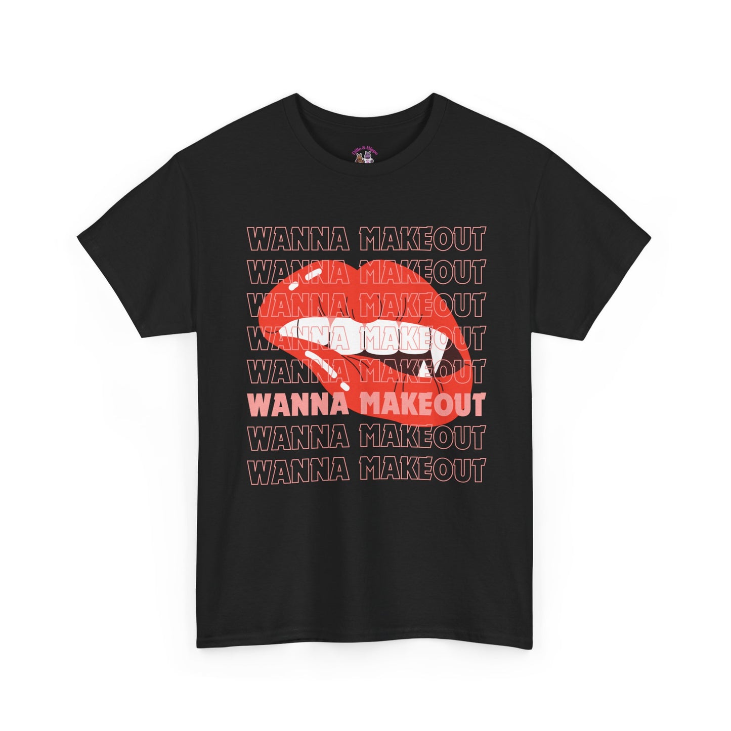 Unisex Heavy Cotton Tee - 'Wanna Makeout' Graphic Tee, Trendy Casual Wear, Perfect for Parties, Fun Couple's Tee
