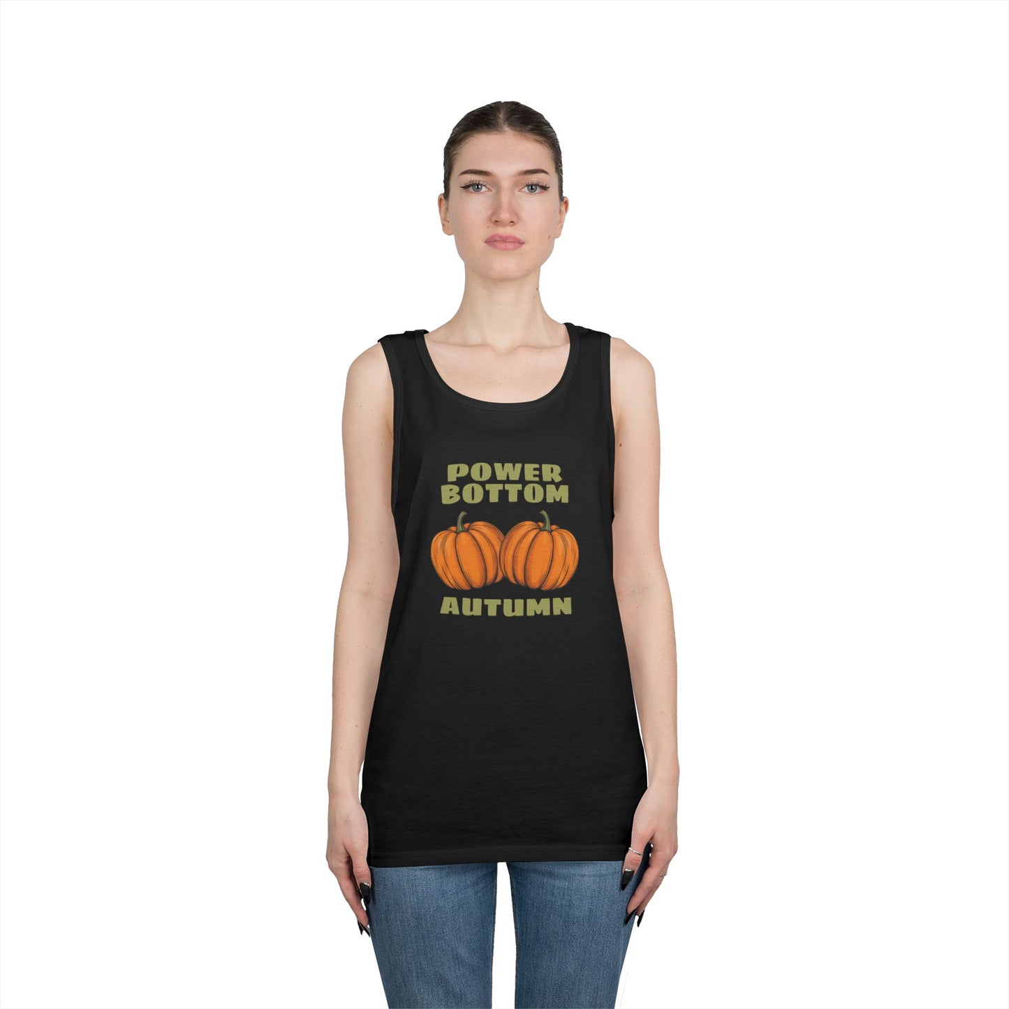 Power Bottom Autumn - Pumpkins // Unisex Heavy Cotton Tank Top - Fall Vibes