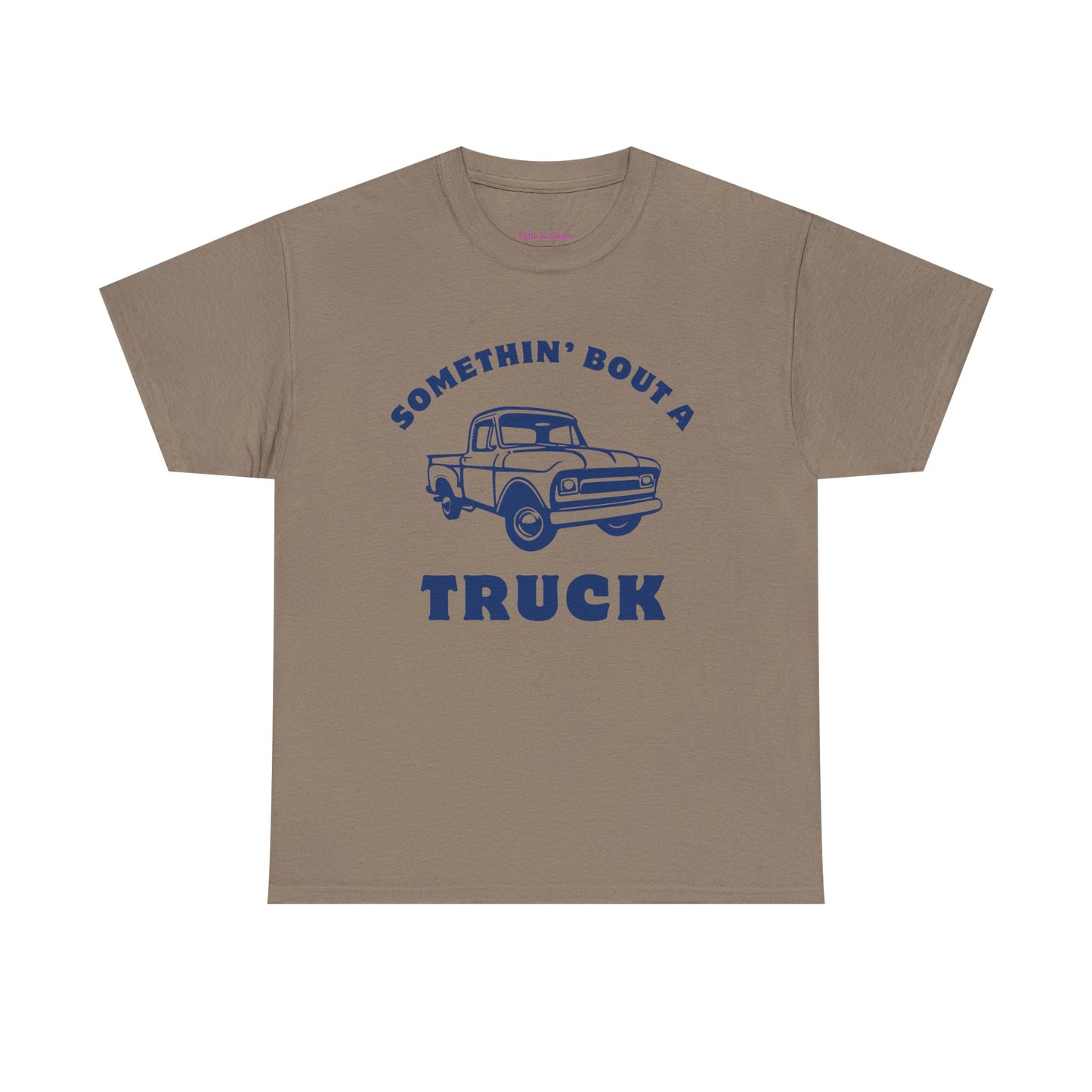 Somethin' Bout a Truck - Navy Pickup // Unisex Heavy Cotton Tee - Perfect for Truck Lovers