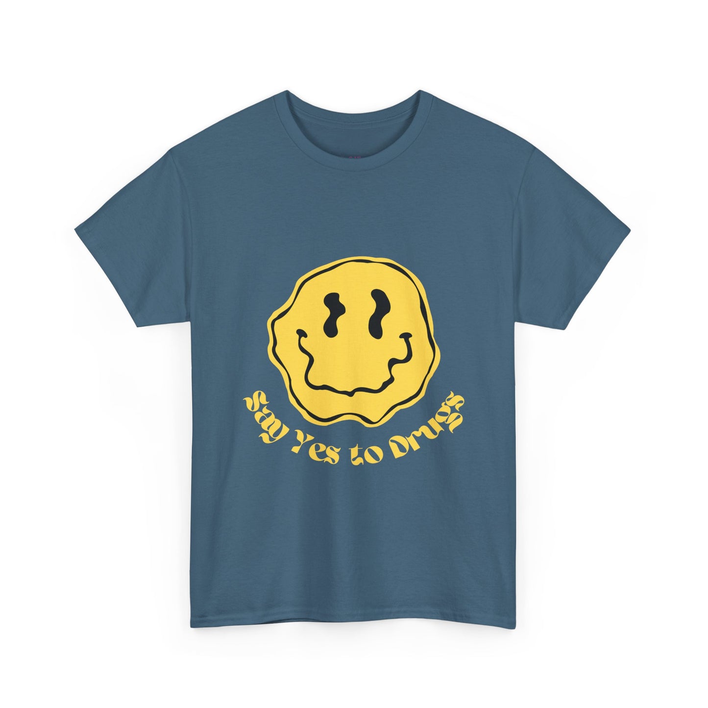 Say Yes to Drugs // Unisex Heavy Cotton Tee - Happy Smiley Face Graphic T-Shirt
