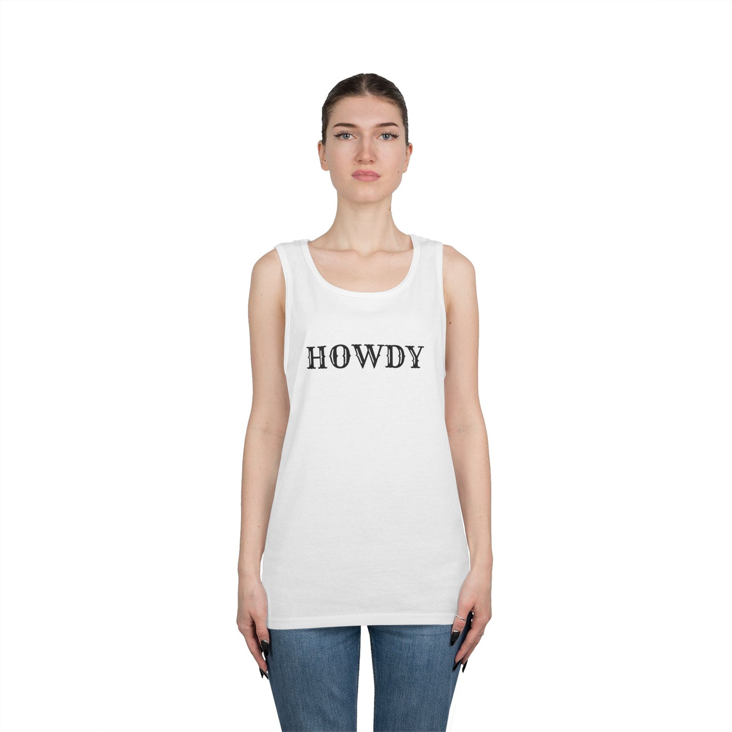 Howdy & Adios // Unisex Heavy Cotton Tank Top - Casual Summer Wear for Outdoors