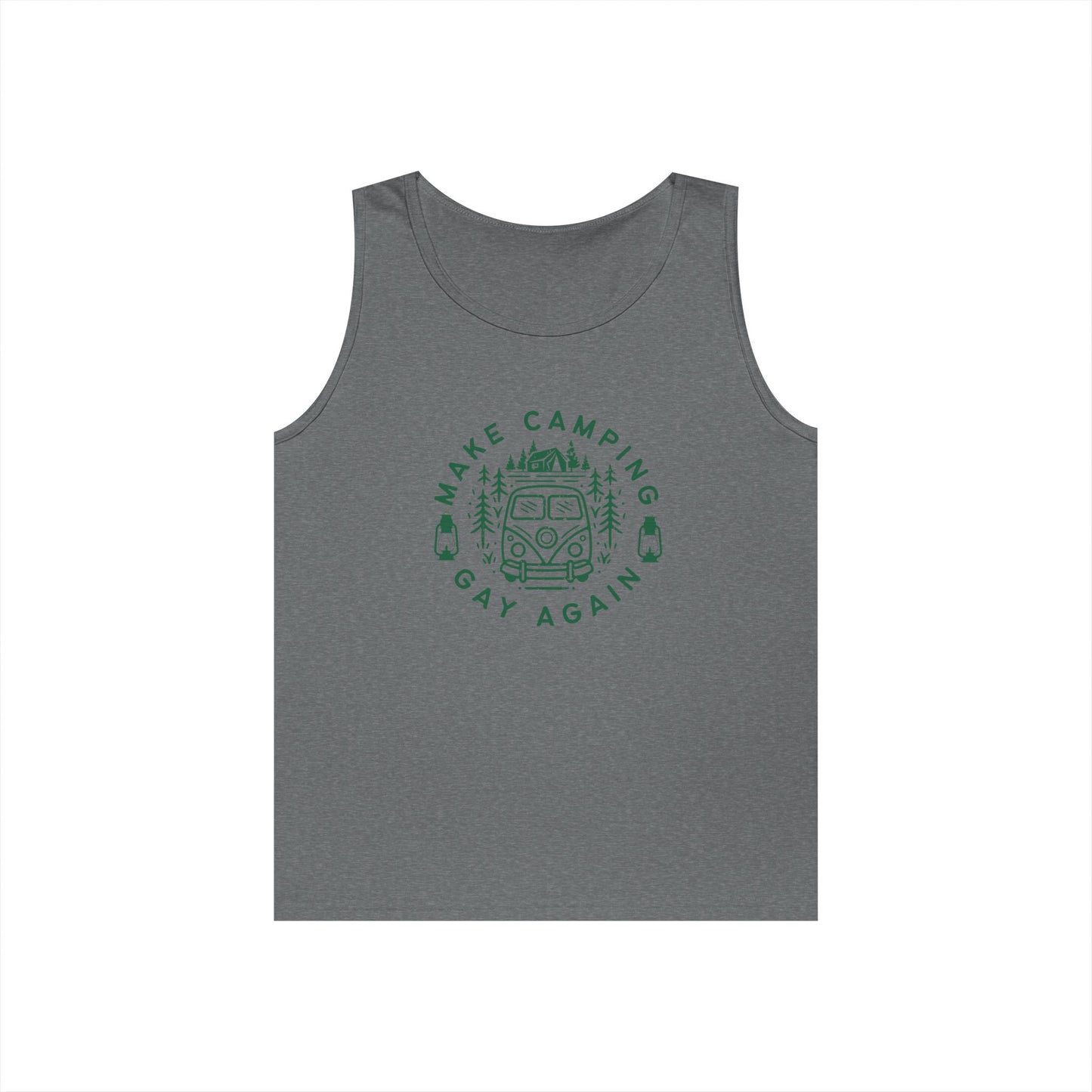 Make Camping Gay Again // Unisex Heavy Cotton Tank Top - Pride Outdoor Apparel