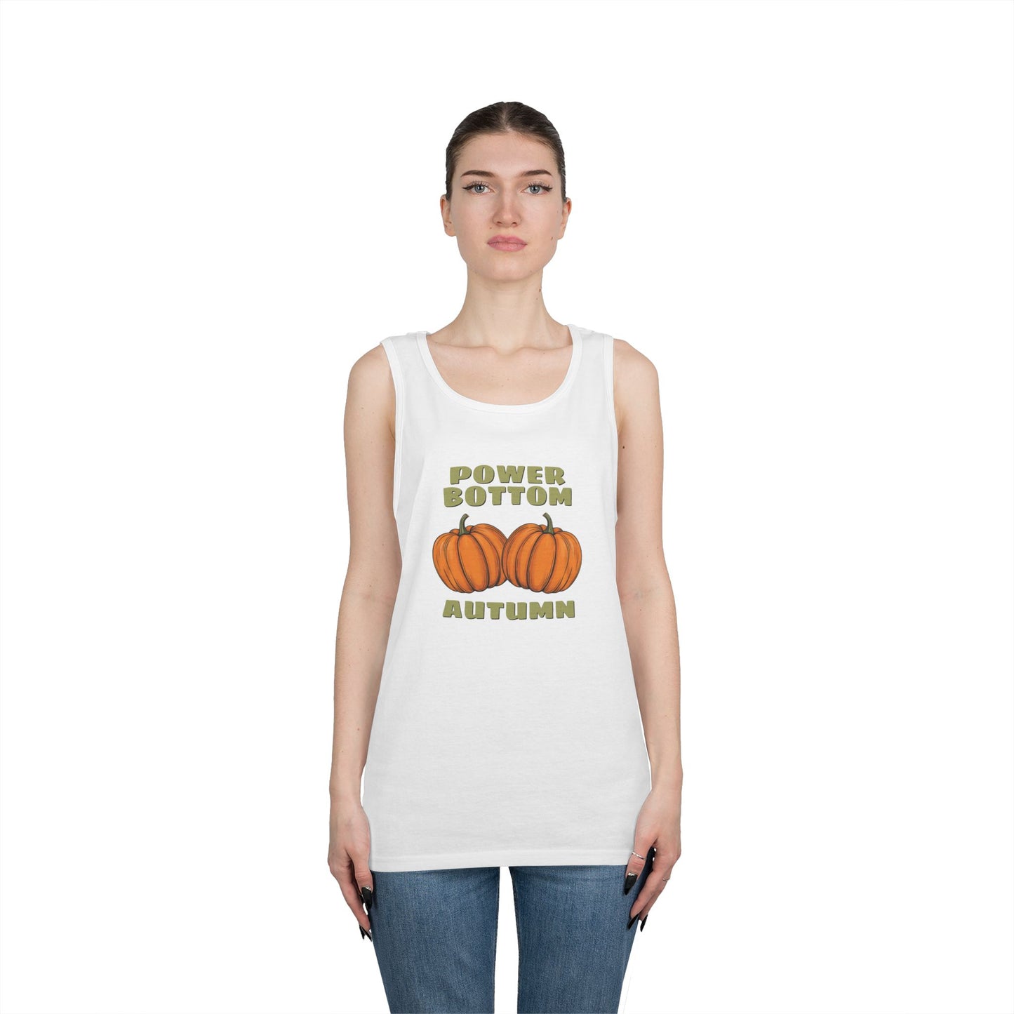 Power Bottom Autumn - Pumpkins // Unisex Heavy Cotton Tank Top - Fall Vibes