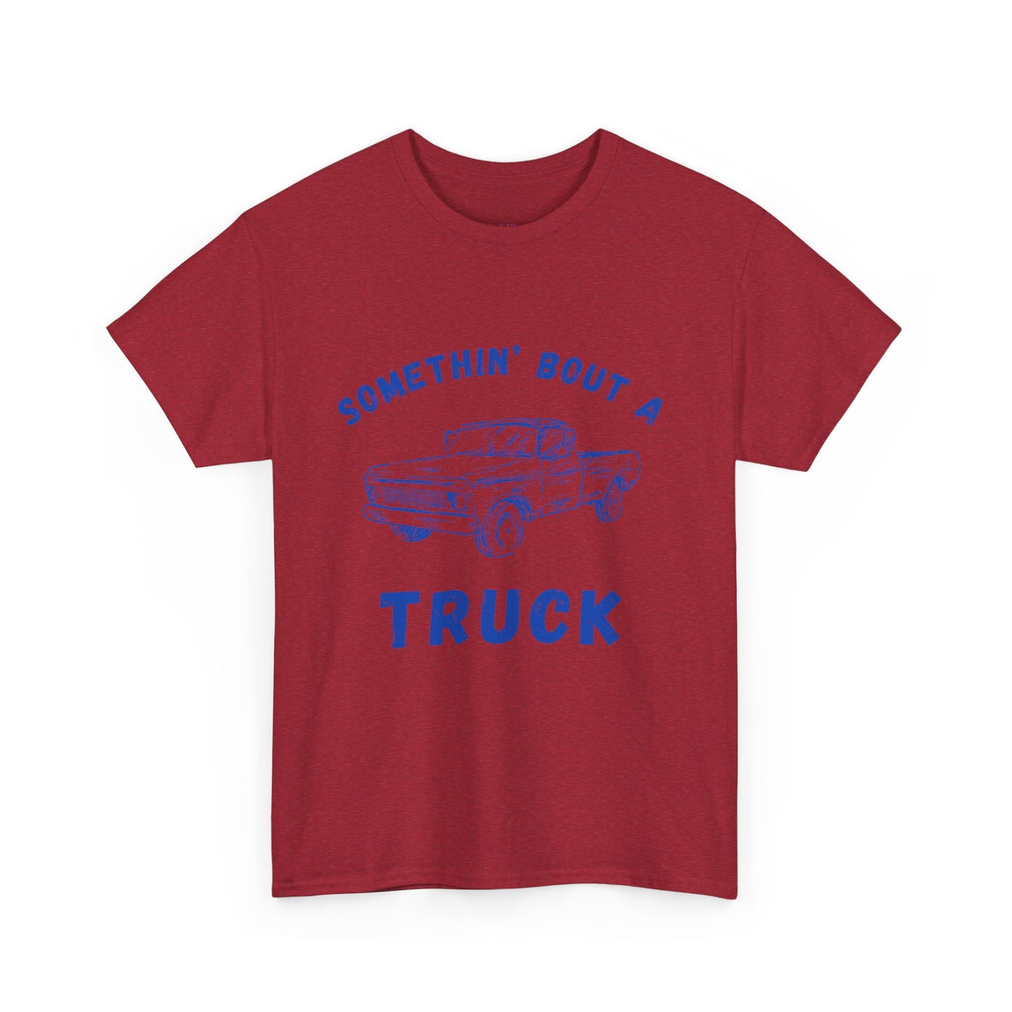 Somethin' Bout A Truck - Cobalt Distressed // Vintage Truck Graphic Unisex Heavy Cotton Tee - Perfect for Truck Lovers