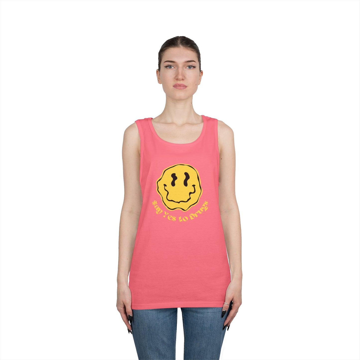 "Say Yes to Drugs" Smiley Graphic // Unisex Heavy Cotton Tank Top