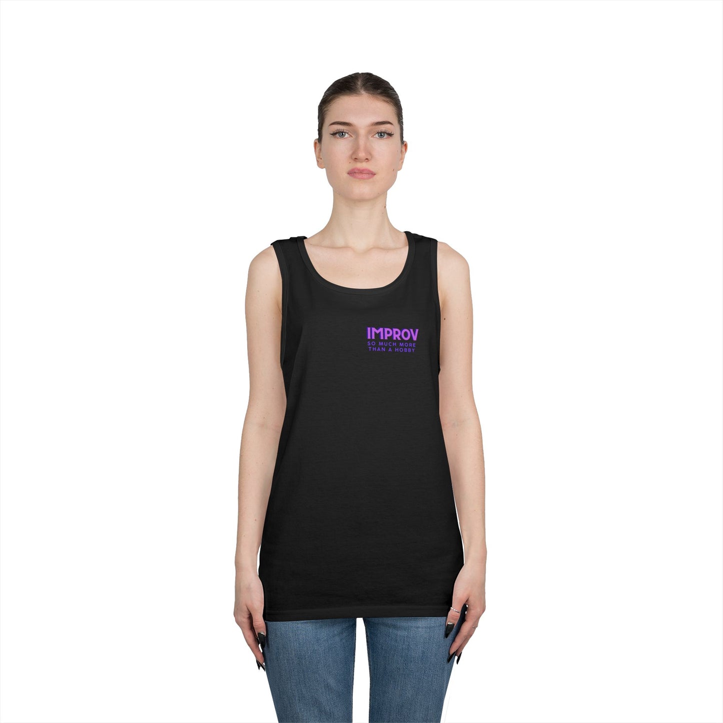 Improv, "Yes, And" Double-sided // Vibes Unisex Heavy Cotton Tank Top