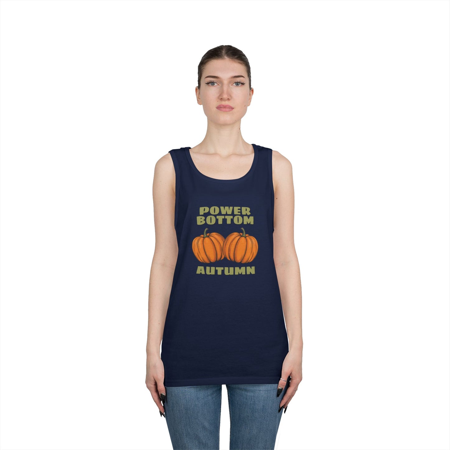 Power Bottom Autumn - Pumpkins // Unisex Heavy Cotton Tank Top - Fall Vibes