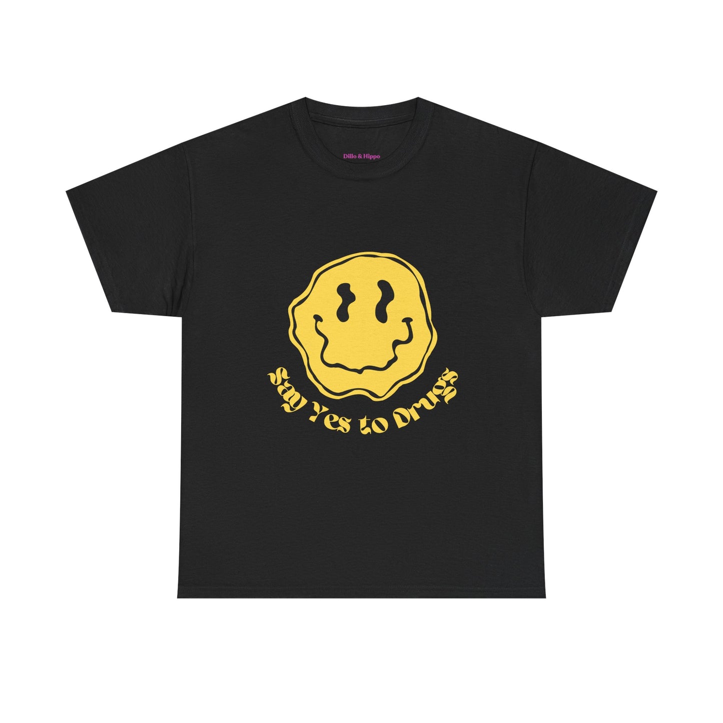 Say Yes to Drugs // Unisex Heavy Cotton Tee - Happy Smiley Face Graphic T-Shirt