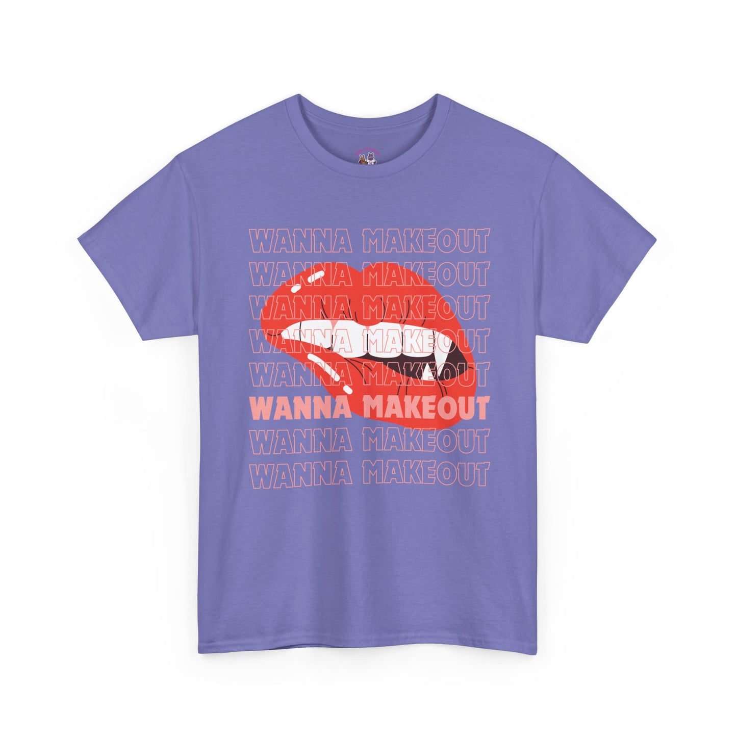 Unisex Heavy Cotton Tee - 'Wanna Makeout' Graphic Tee, Trendy Casual Wear, Perfect for Parties, Fun Couple's Tee