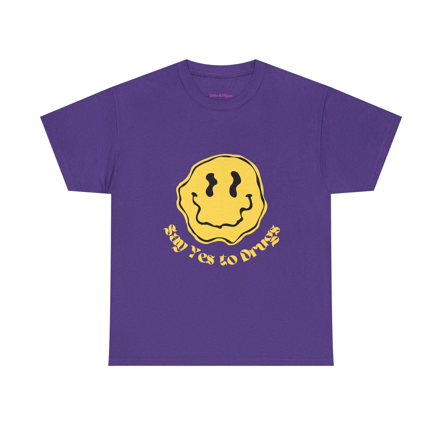 Say Yes to Drugs // Unisex Heavy Cotton Tee - Happy Smiley Face Graphic T-Shirt
