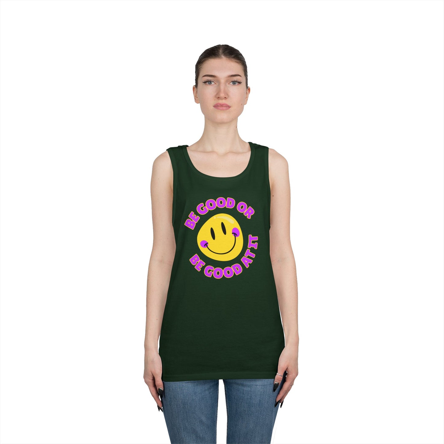 Be Good Or Be Good At It Smiley // Unisex Heavy Cotton Tank Top