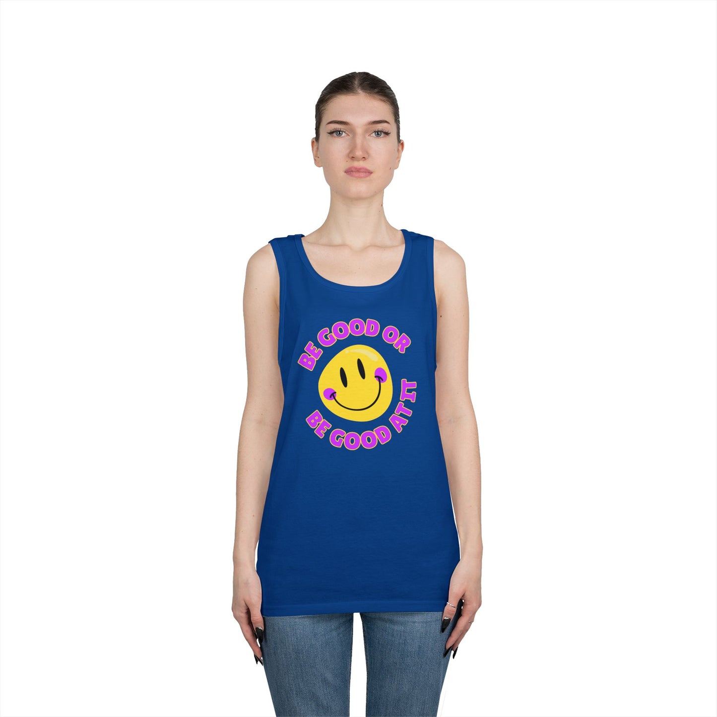 Be Good Or Be Good At It Smiley // Unisex Heavy Cotton Tank Top