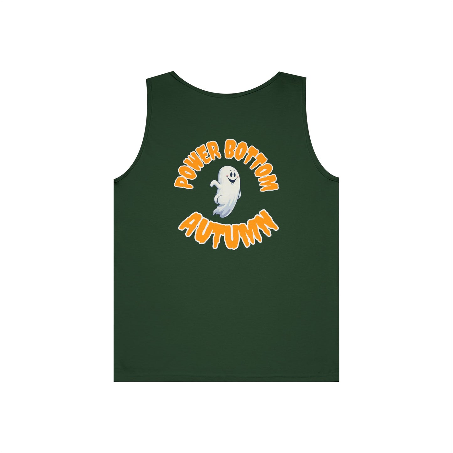 Power Bottom Autumn - White Ghost // Unisex Heavy Cotton Ghost Theme Tank Top - Fall Vibes