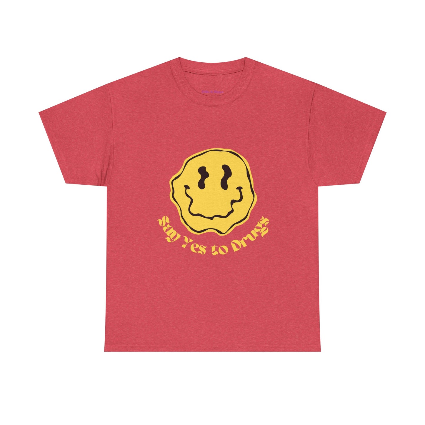 Say Yes to Drugs // Unisex Heavy Cotton Tee - Happy Smiley Face Graphic T-Shirt