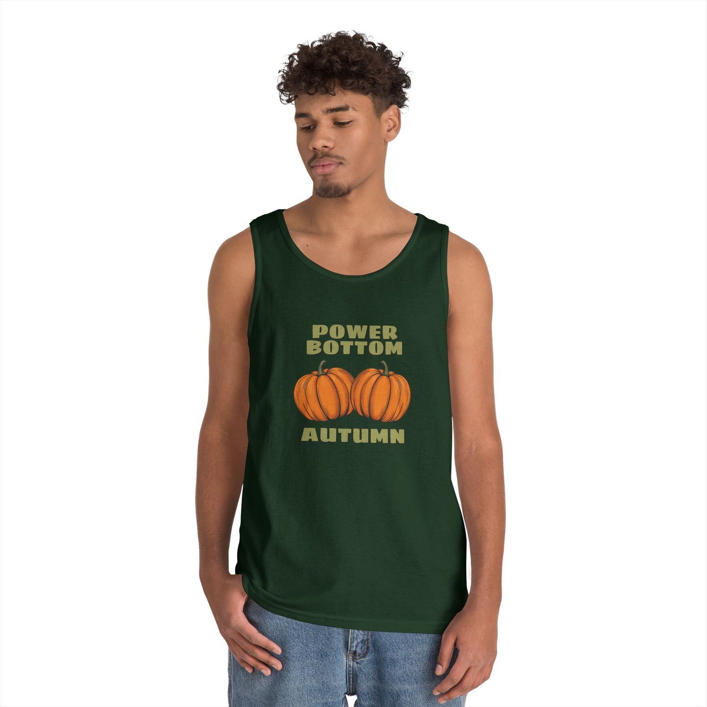Power Bottom Autumn - Pumpkins // Unisex Heavy Cotton Tank Top - Fall Vibes