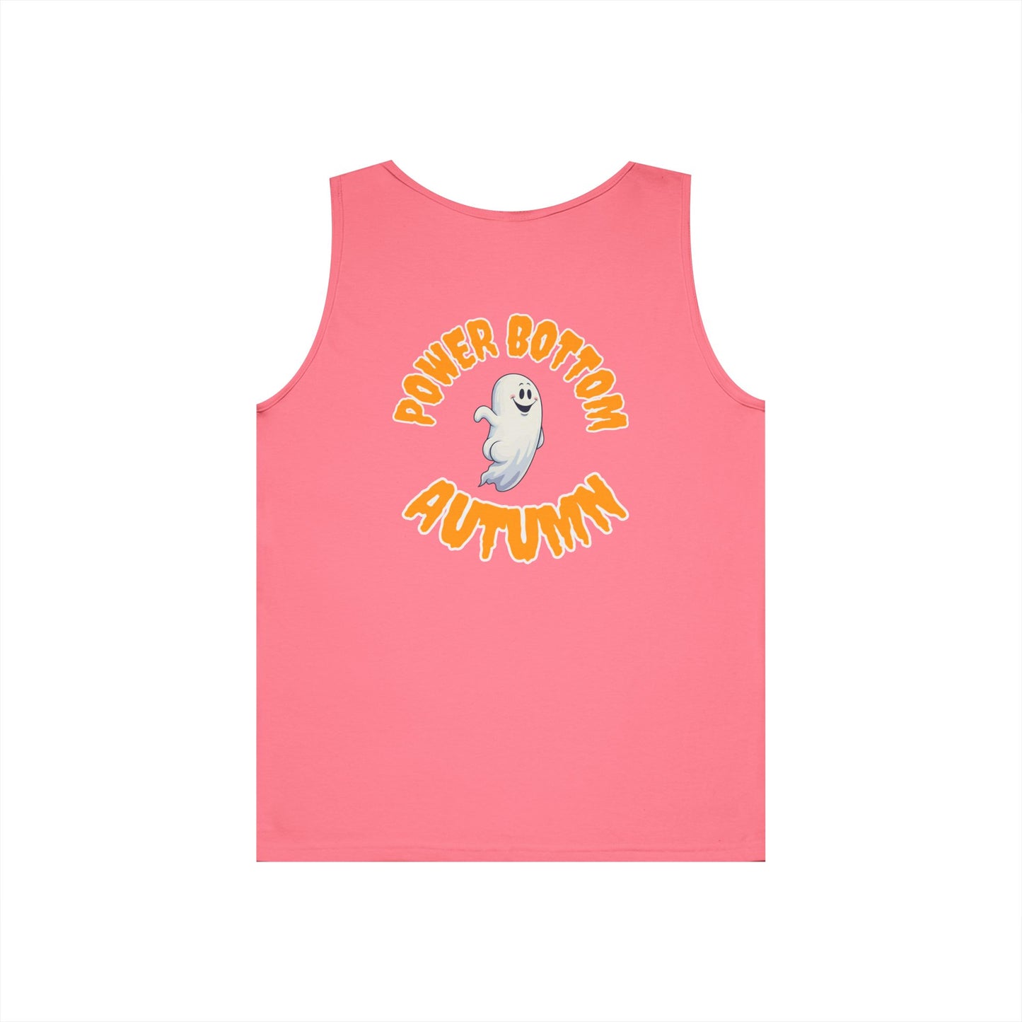Power Bottom Autumn - White Ghost // Unisex Heavy Cotton Ghost Theme Tank Top - Fall Vibes