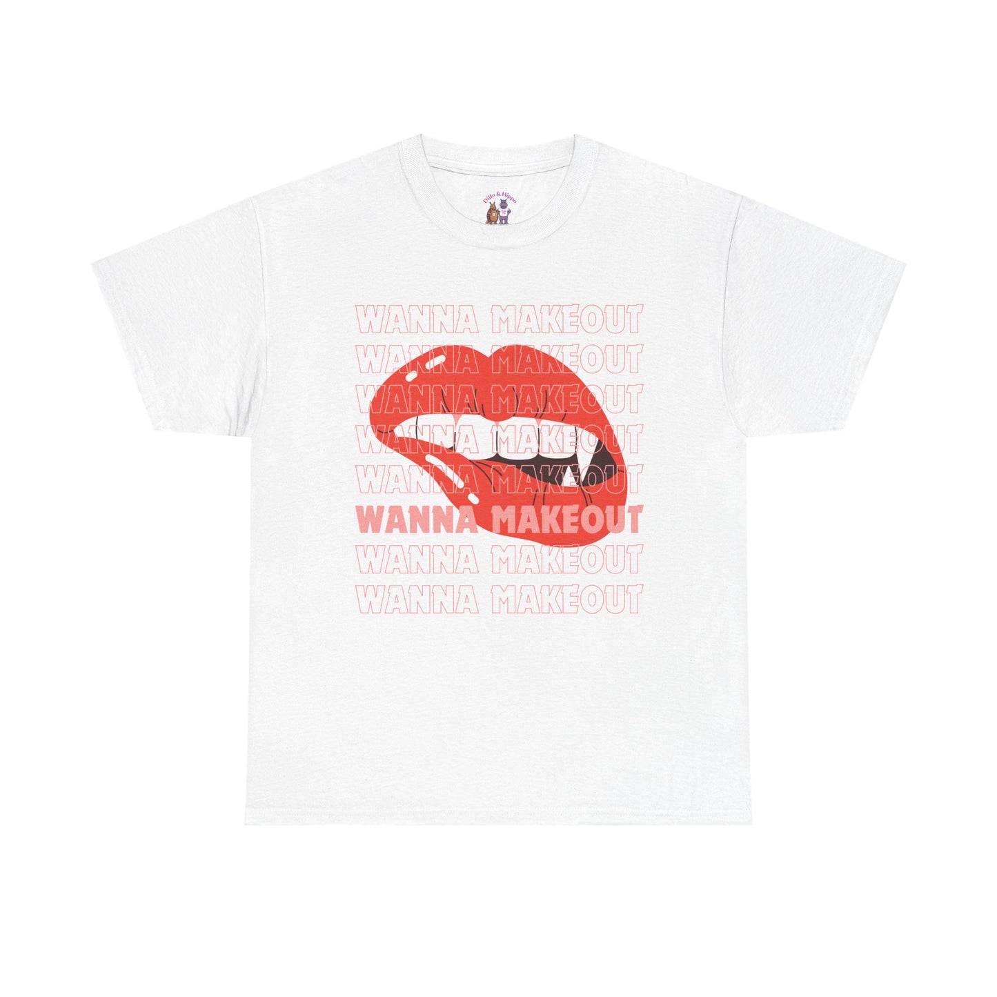 Unisex Heavy Cotton Tee - 'Wanna Makeout' Graphic Tee, Trendy Casual Wear, Perfect for Parties, Fun Couple's Tee