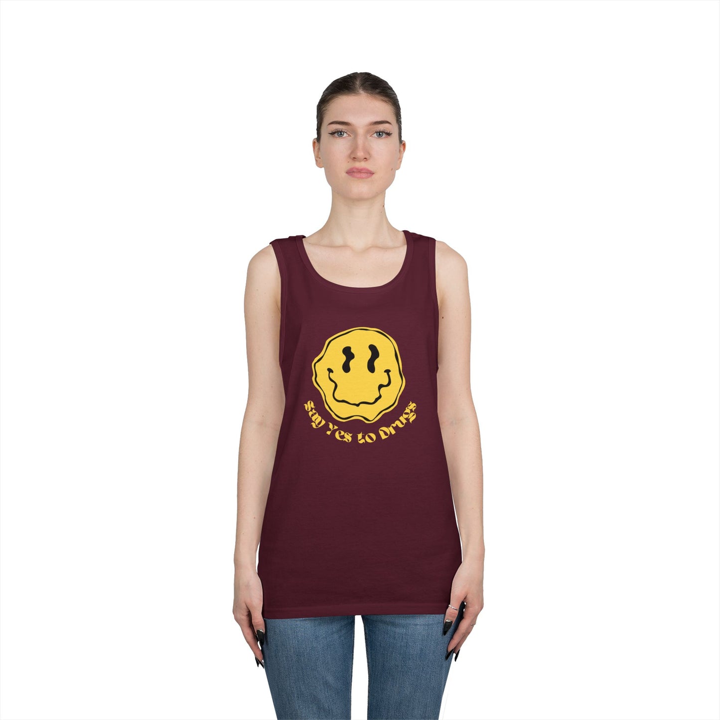"Say Yes to Drugs" Smiley Graphic // Unisex Heavy Cotton Tank Top