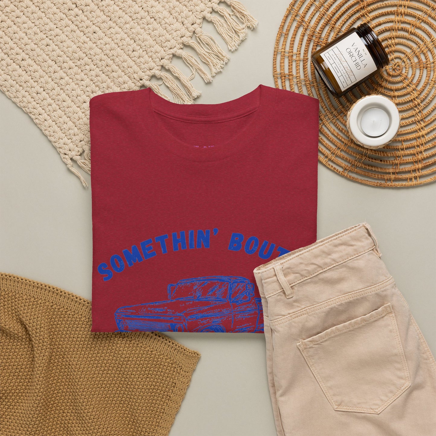Somethin' Bout A Truck - Cobalt Distressed // Vintage Truck Graphic Unisex Heavy Cotton Tee - Perfect for Truck Lovers