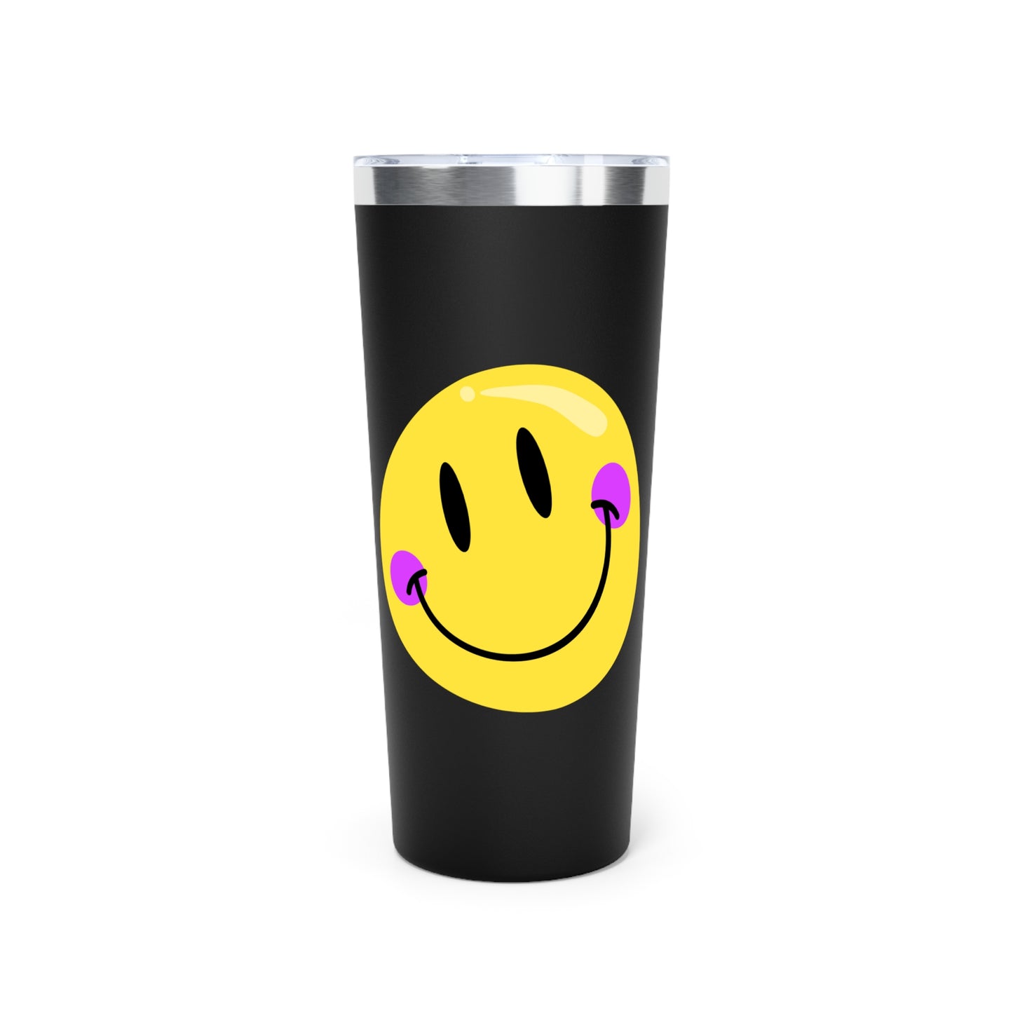 Crooked Smiley // Copper Vacuum Insulated Tumbler, 22oz - Blue Text