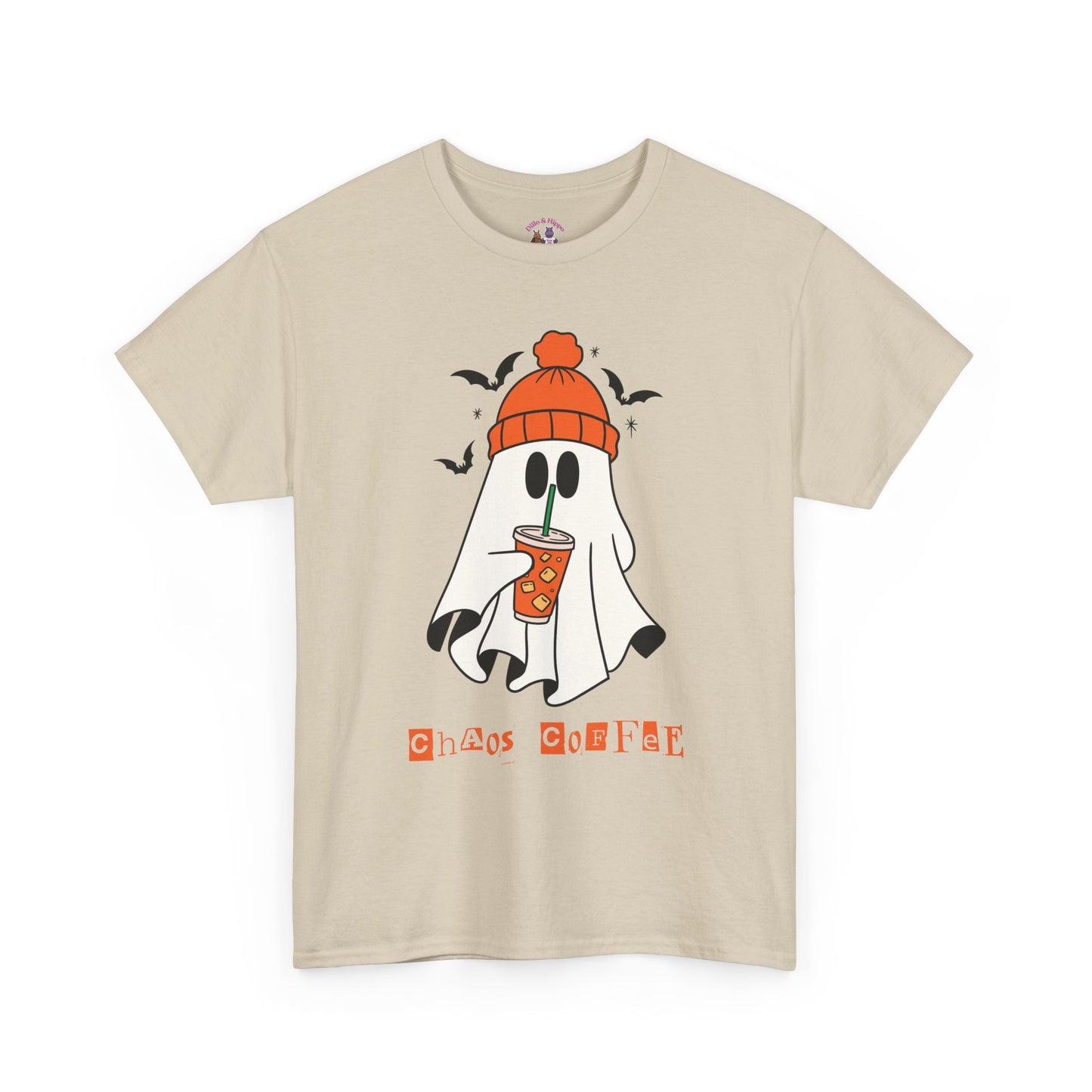 Ghostly Chill Unisex Heavy Cotton Tee, Halloween Shirt, Casual Wear, Fall Fashion, Cute Ghost Tee, Spooky Vibes