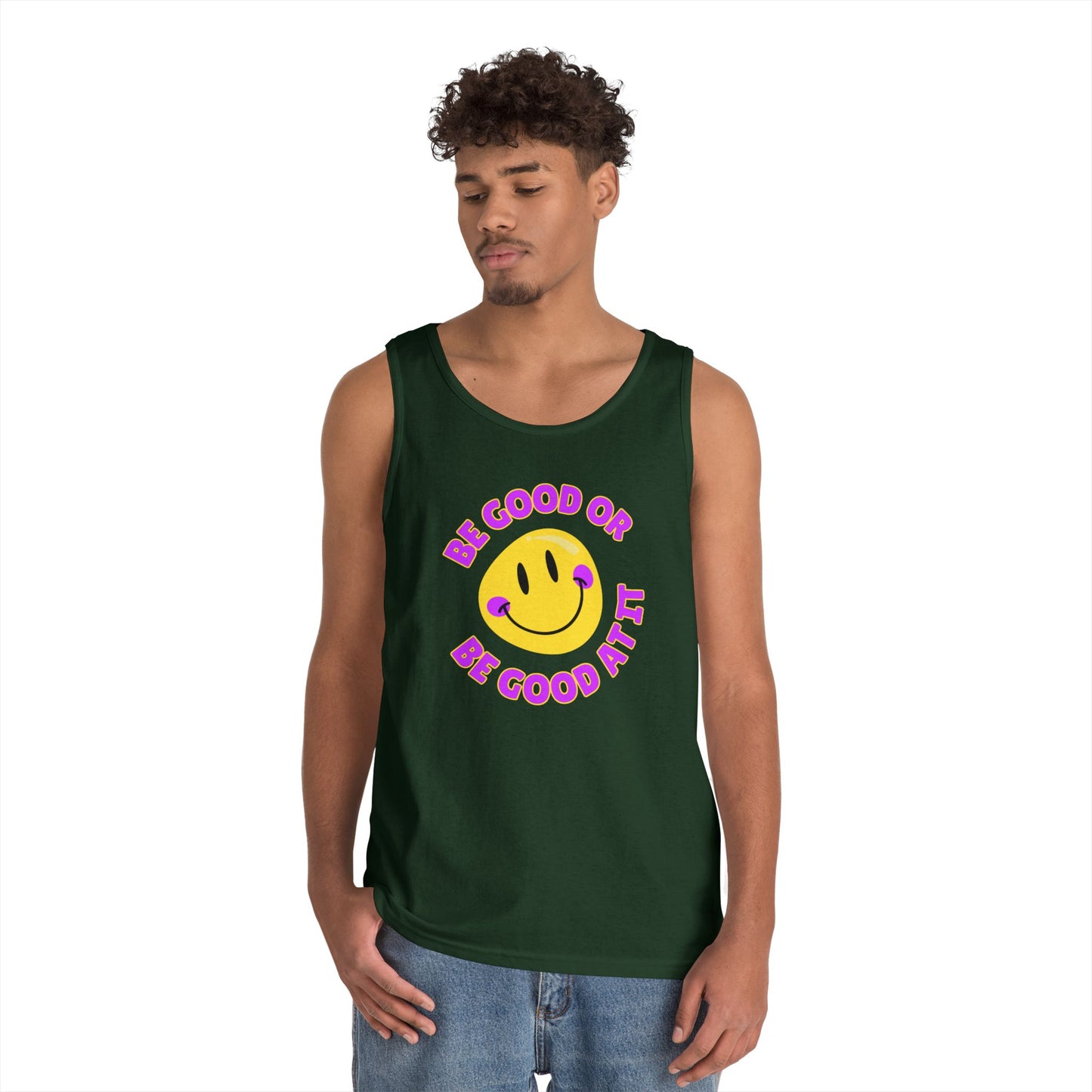 Be Good Or Be Good At It Smiley // Unisex Heavy Cotton Tank Top